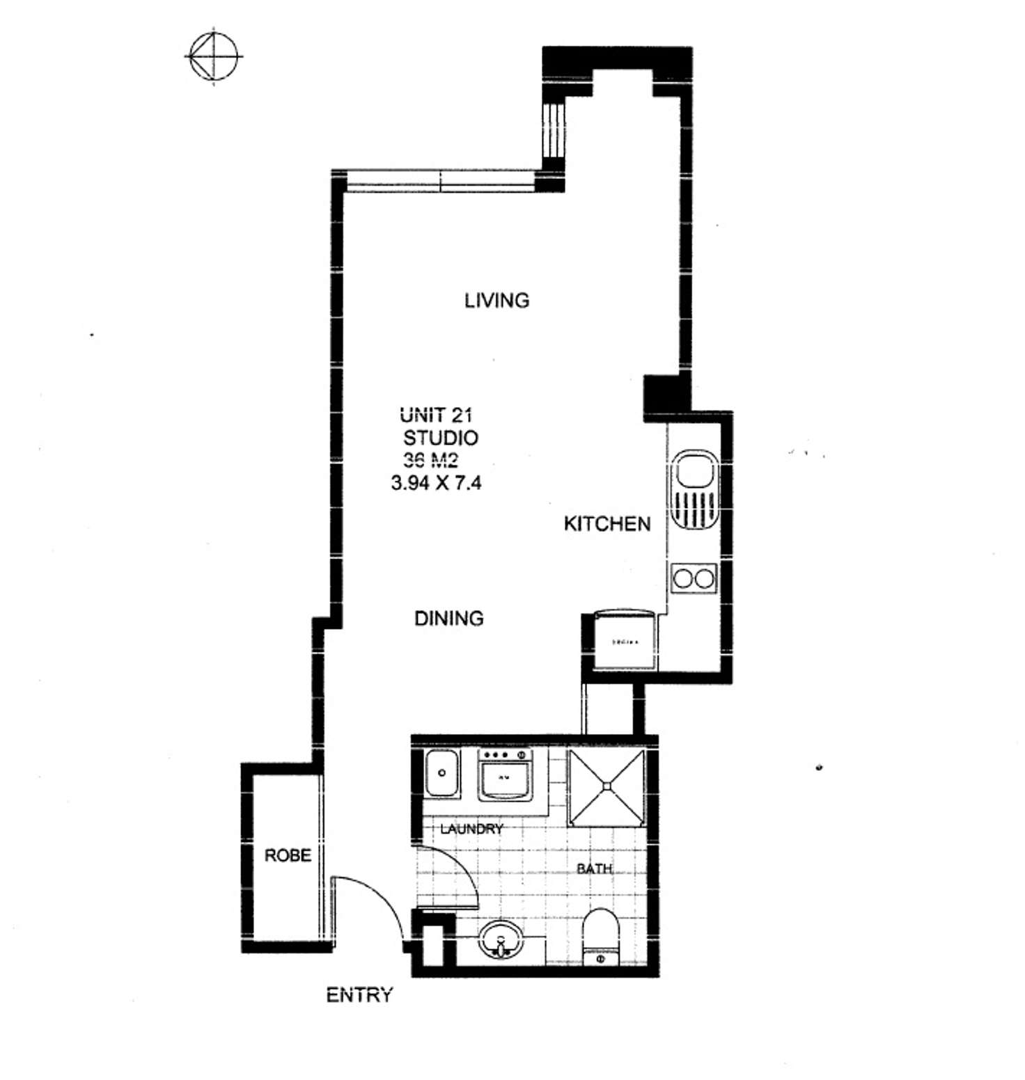 Floorplan of Homely studio listing, 21/237 Miller Street, North Sydney NSW 2060