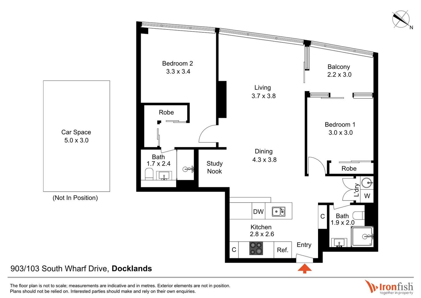 Floorplan of Homely apartment listing, 903/103 South Wharf Drive, Docklands VIC 3008