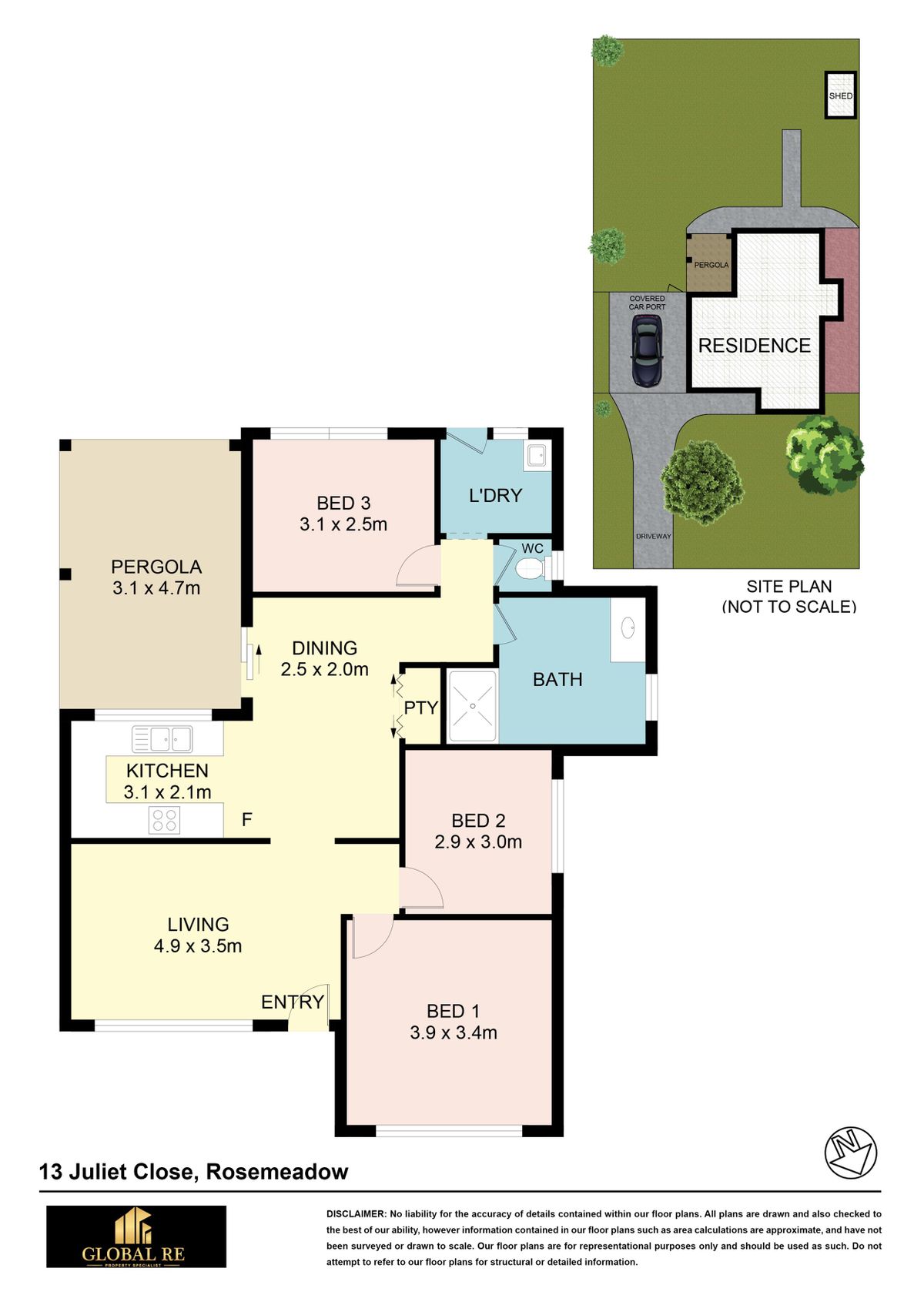 Floorplan of Homely house listing, 13 Juliet Cl, Rosemeadow NSW 2560