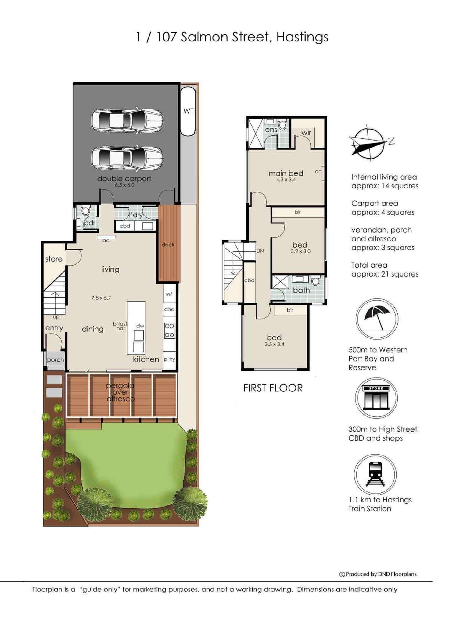 Floorplan of Homely townhouse listing, 1/107 Salmon Street, Hastings VIC 3915