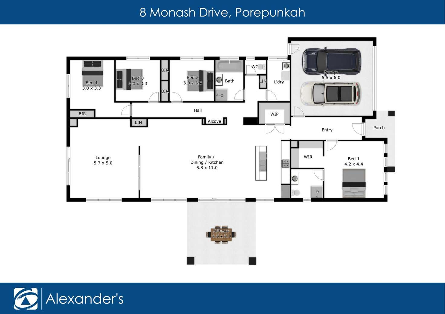 Floorplan of Homely house listing, 8 Monash Drive, Porepunkah VIC 3740