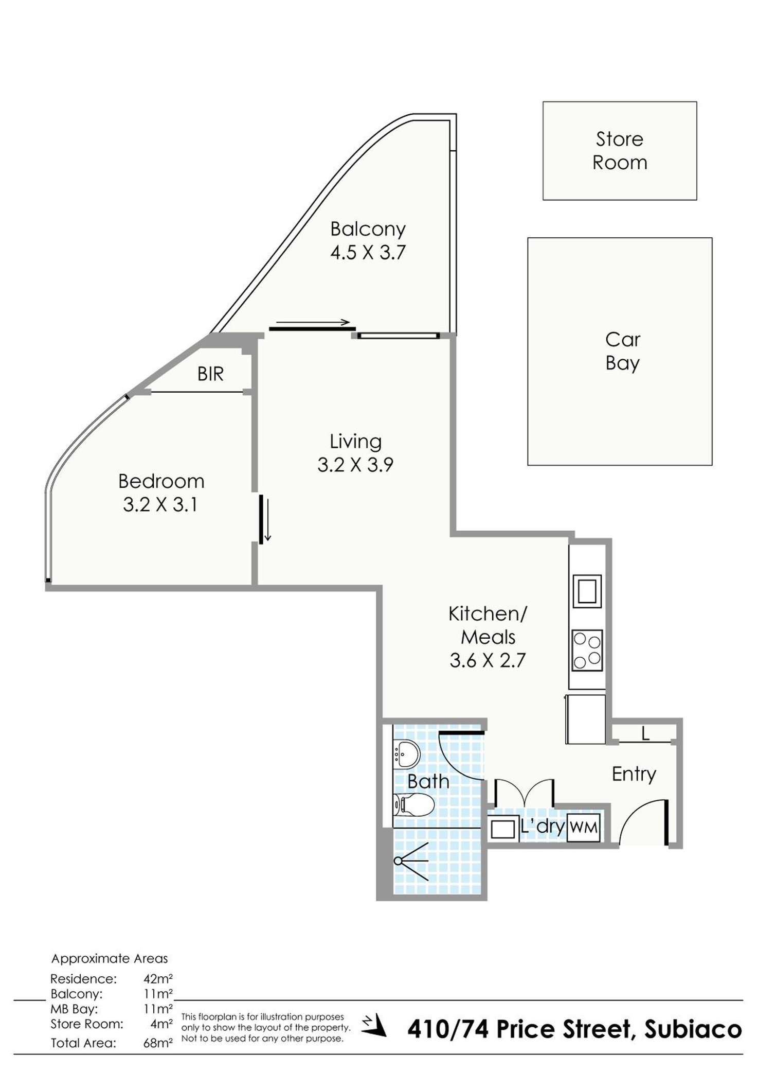 Floorplan of Homely apartment listing, 410/74 Price Street, Subiaco WA 6008