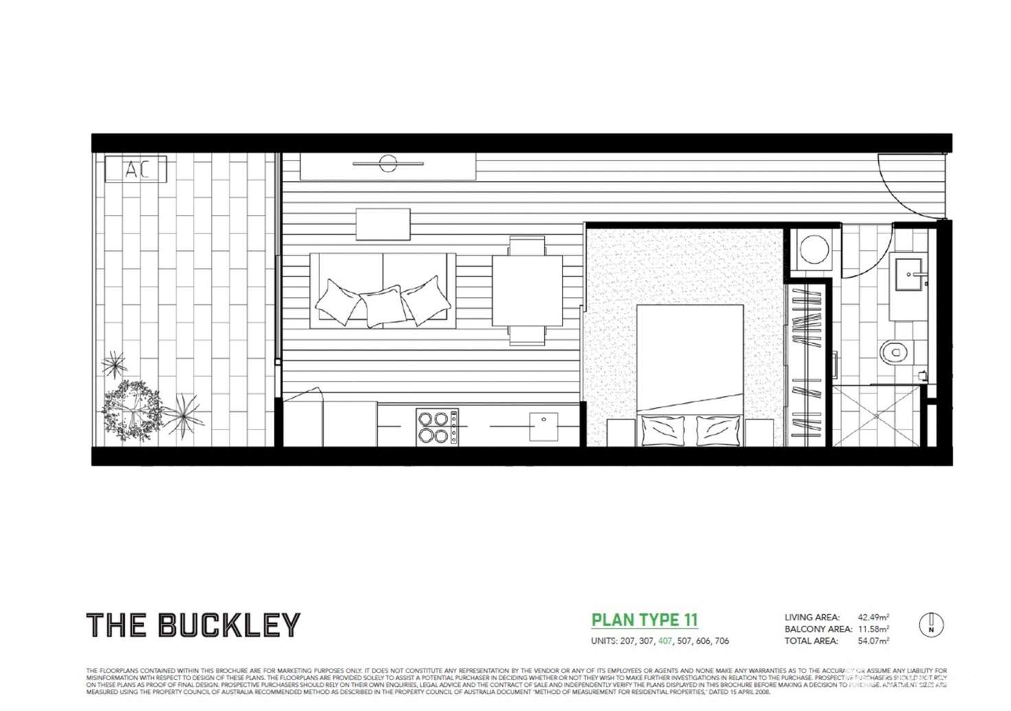 Floorplan of Homely unit listing, 407/90 Buckley Street, Footscray VIC 3011