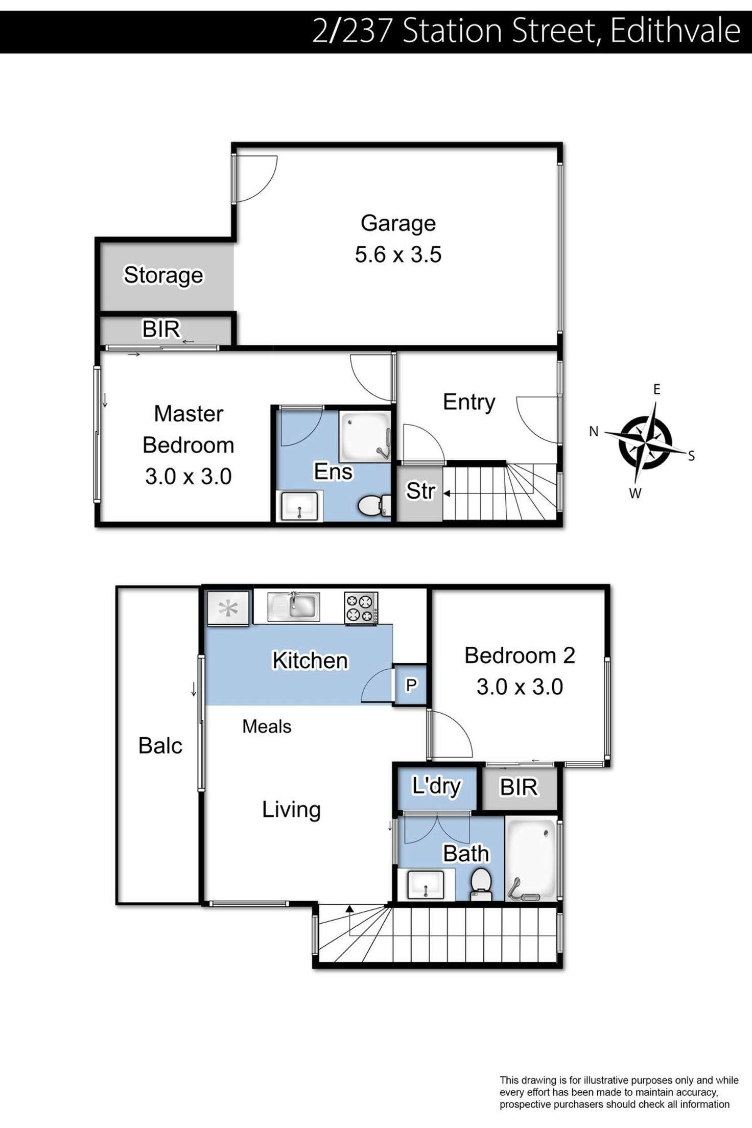 Floorplan of Homely townhouse listing, 2/237 Station Street, Edithvale VIC 3196