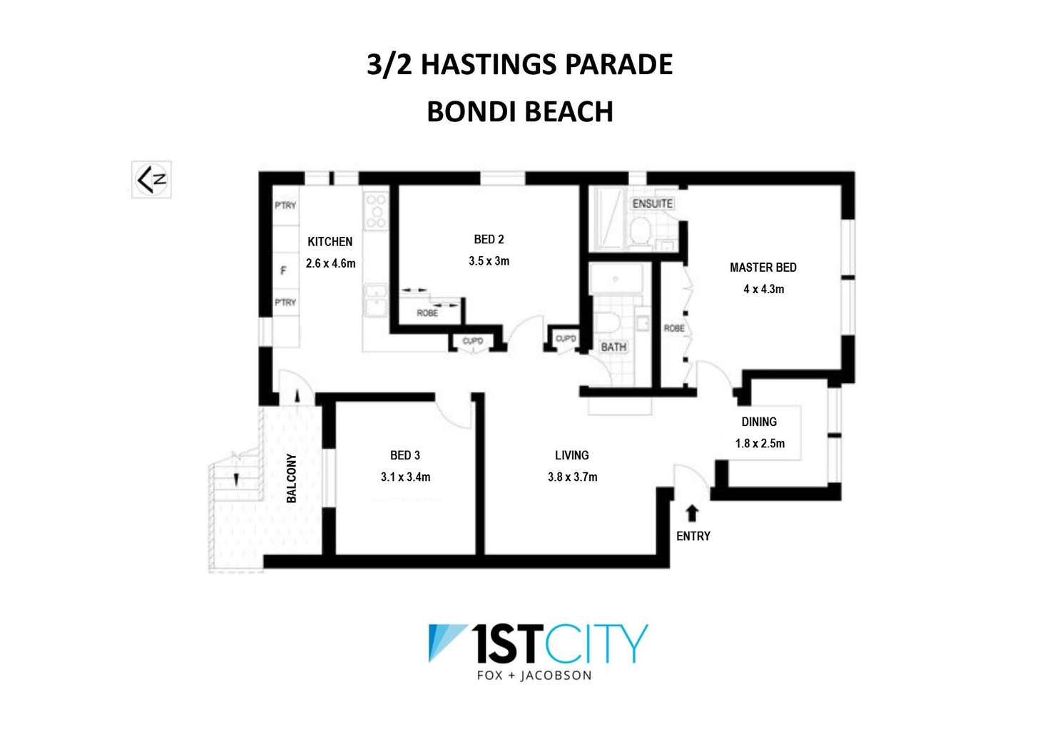 Floorplan of Homely apartment listing, 3/2 Hastings Parade, Bondi Beach NSW 2026