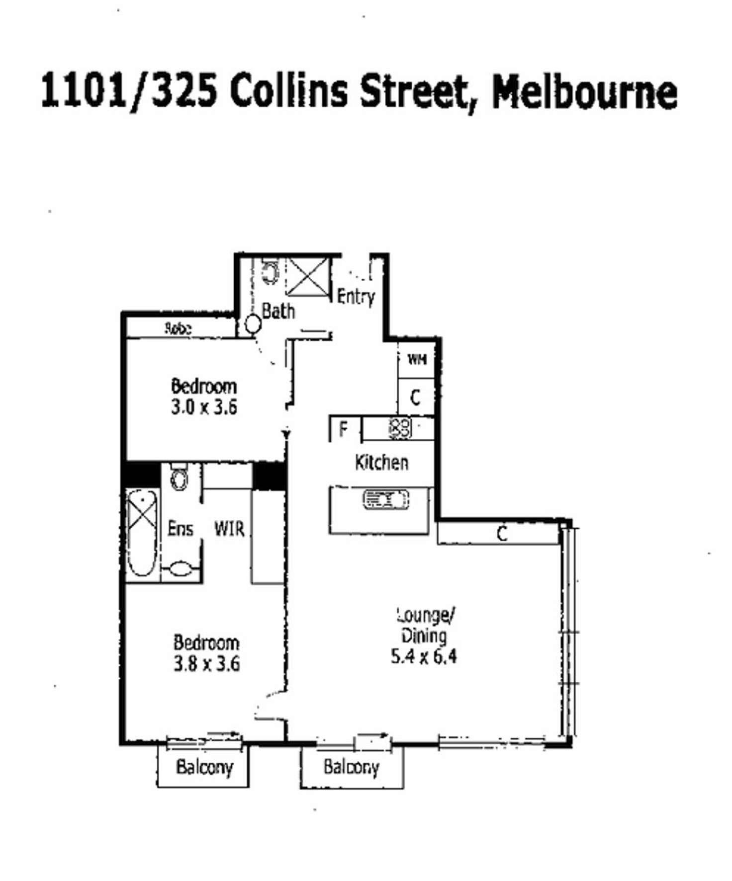 Floorplan of Homely apartment listing, 1101/325 Collins Street, Melbourne VIC 3000