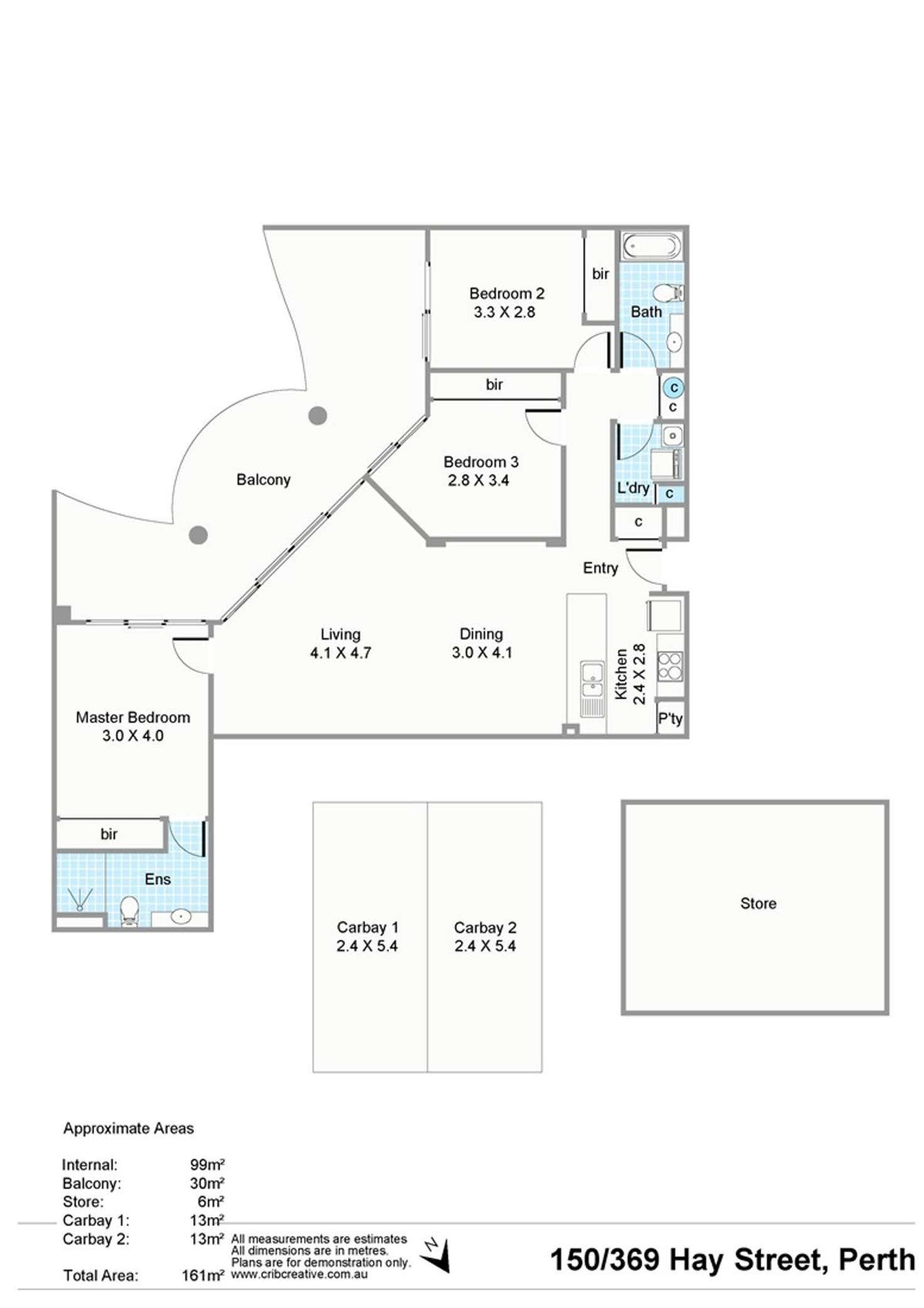 Floorplan of Homely apartment listing, 150/369 Hay Street, Perth WA 6000