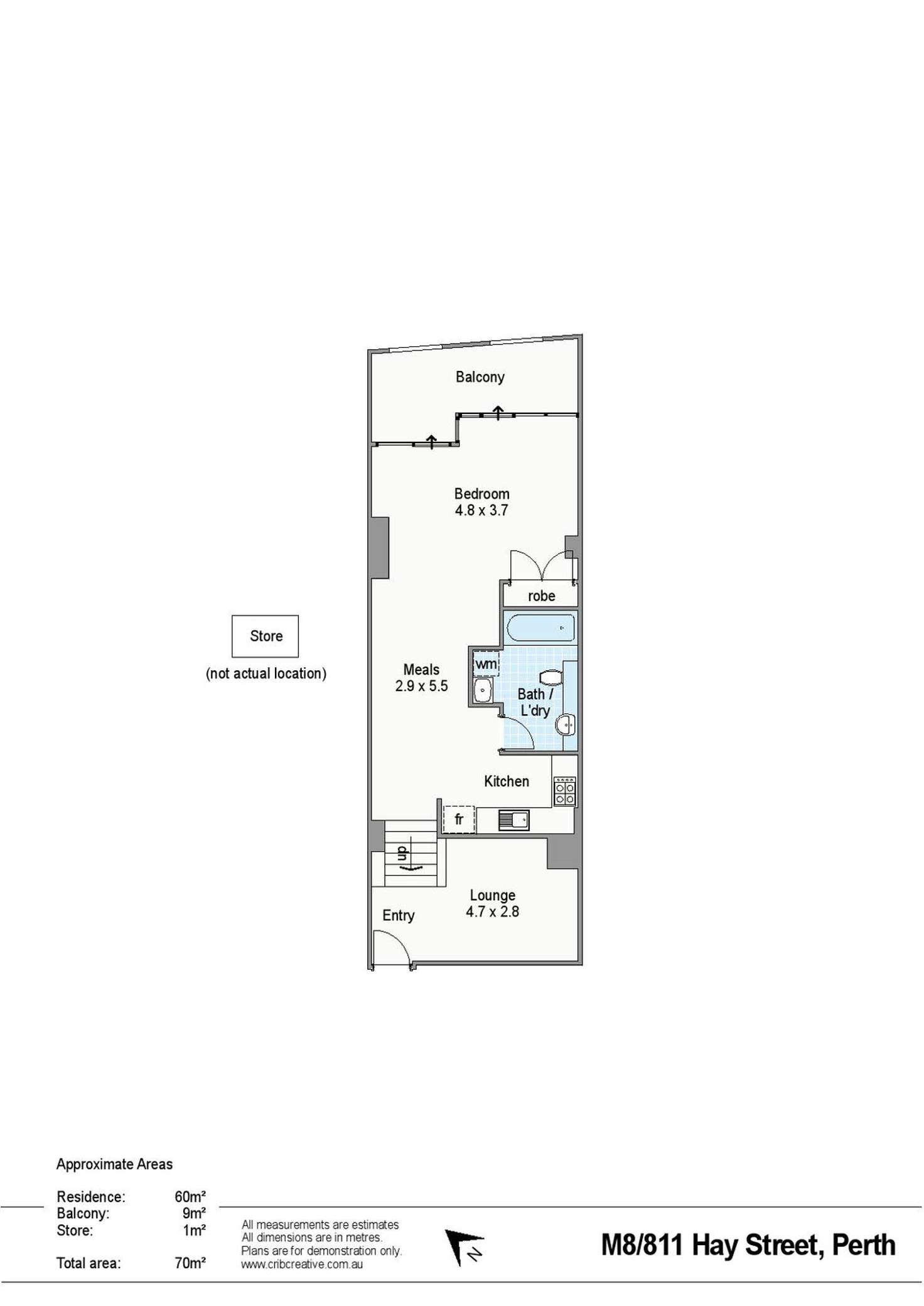 Floorplan of Homely apartment listing, M8/811 Hay Street, Perth WA 6000