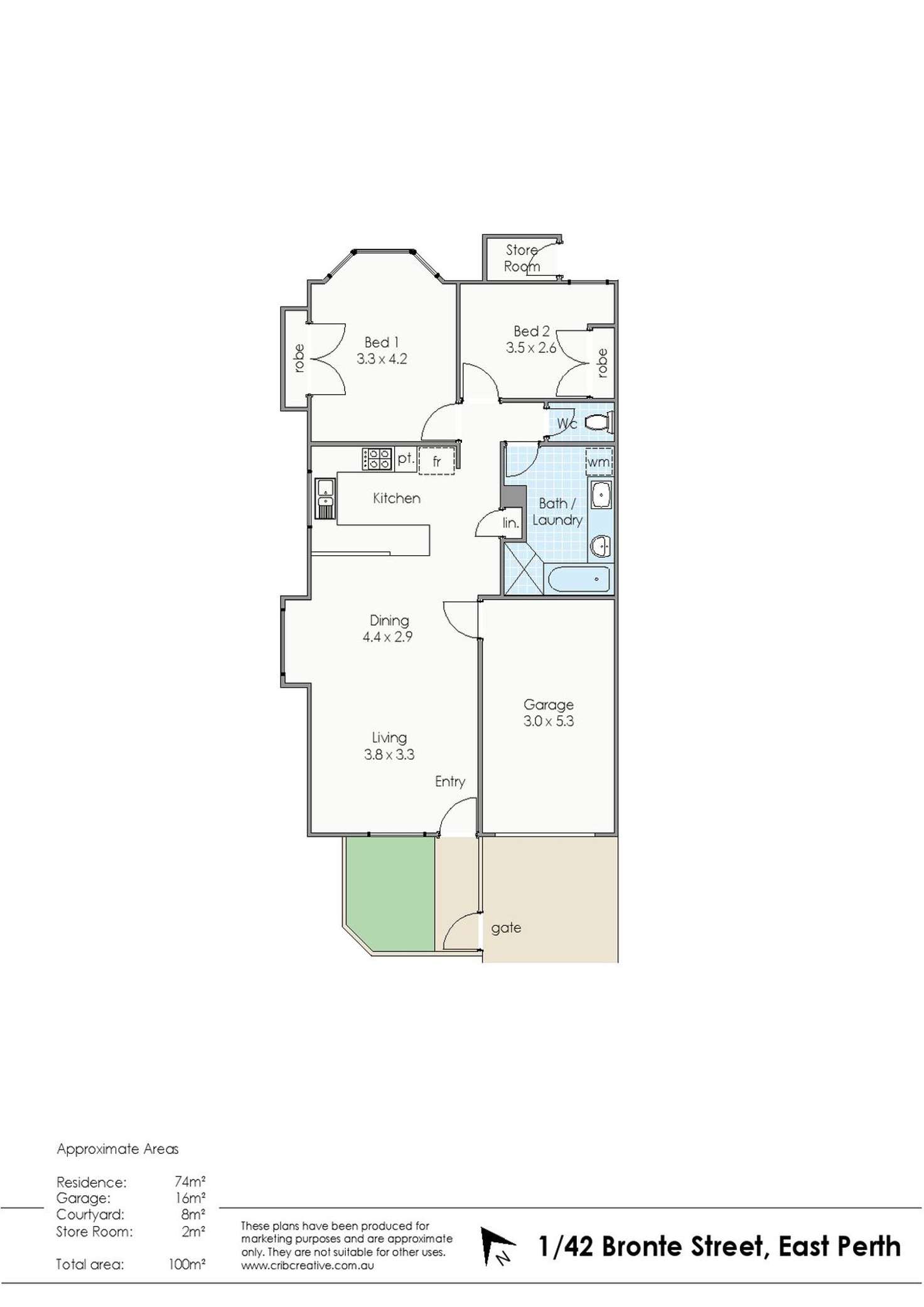 Floorplan of Homely apartment listing, 1/42 Bronte Street, East Perth WA 6004