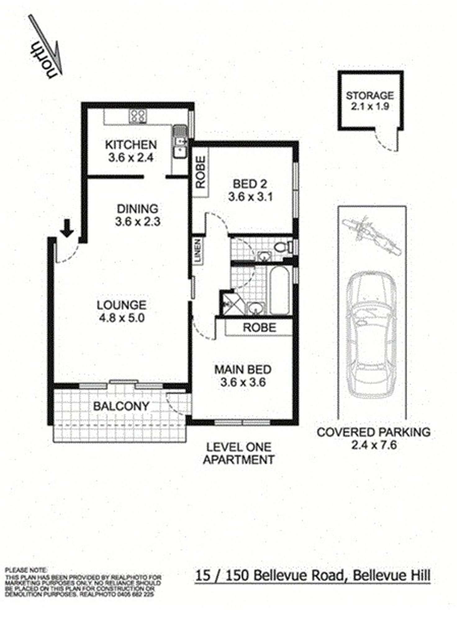 Floorplan of Homely apartment listing, 15/150 Bellevue Road, Bellevue Hill NSW 2023