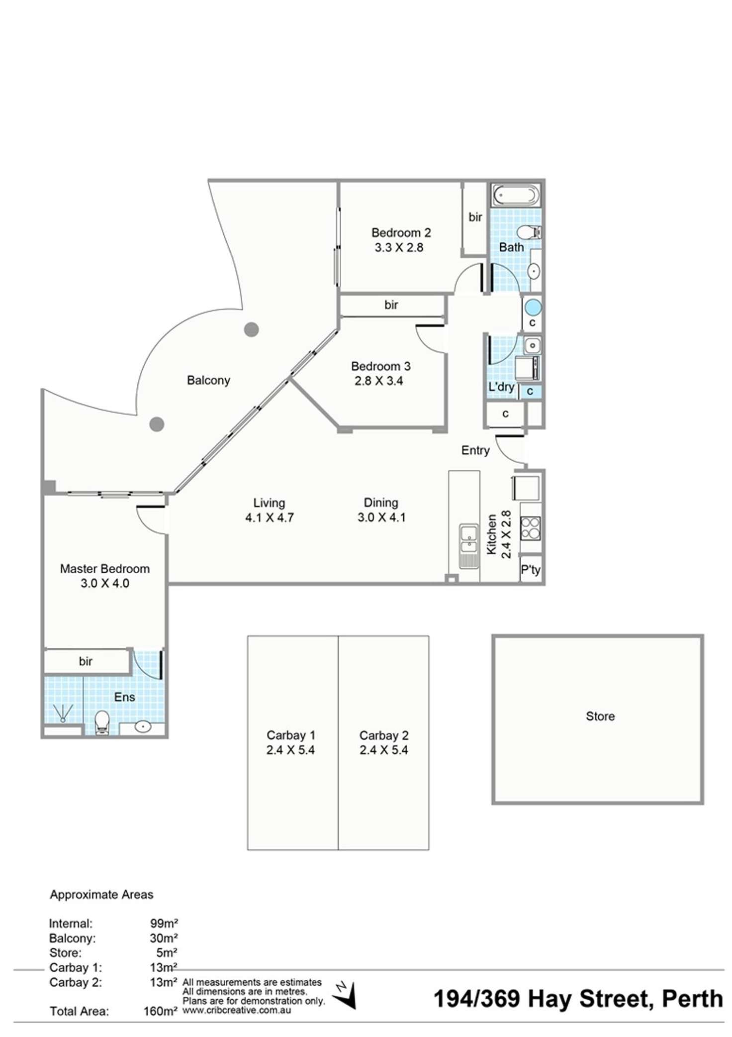 Floorplan of Homely apartment listing, 194/369 Hay Street, Perth WA 6000