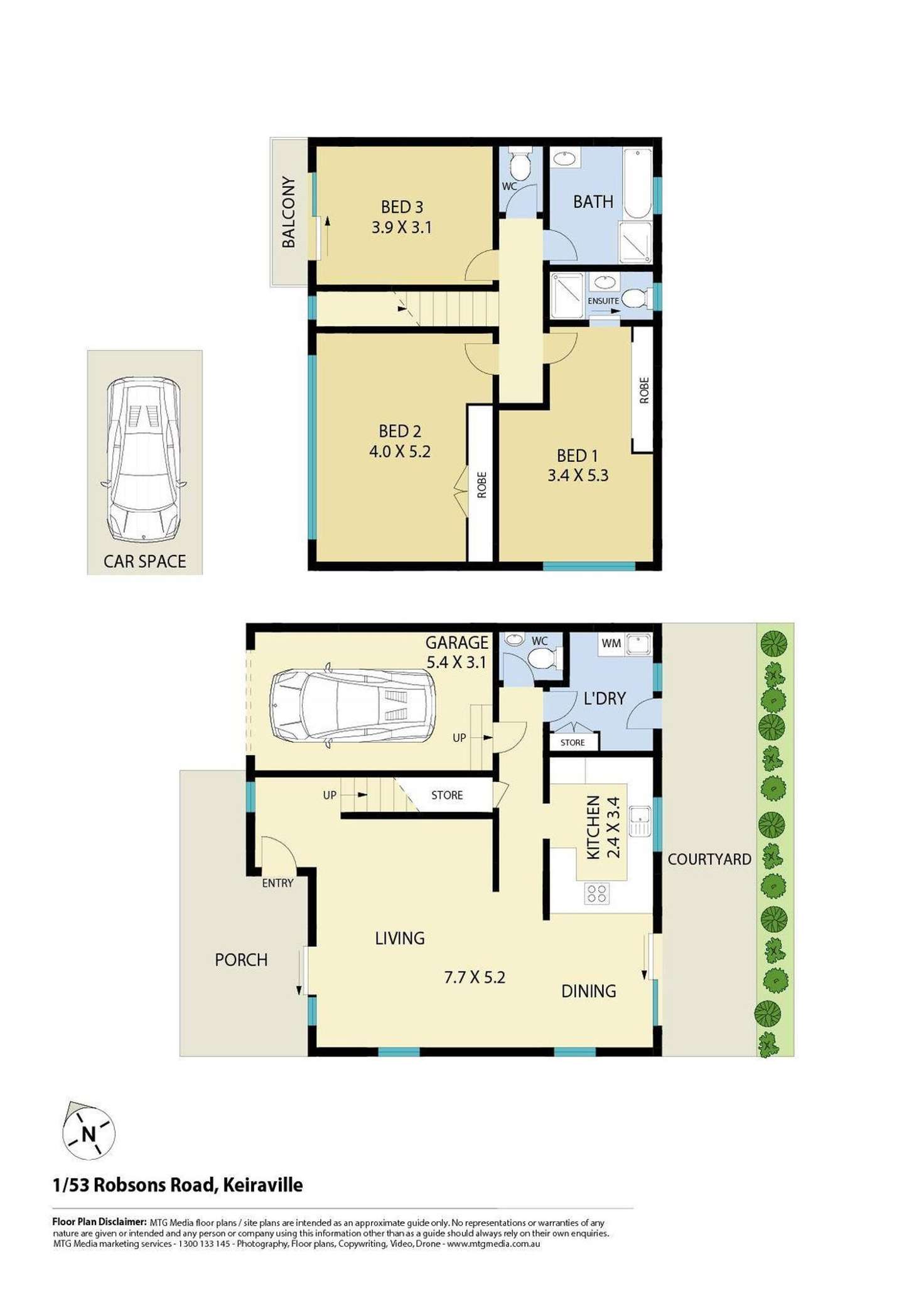 Floorplan of Homely townhouse listing, 1/53 Robsons Road, Keiraville NSW 2500