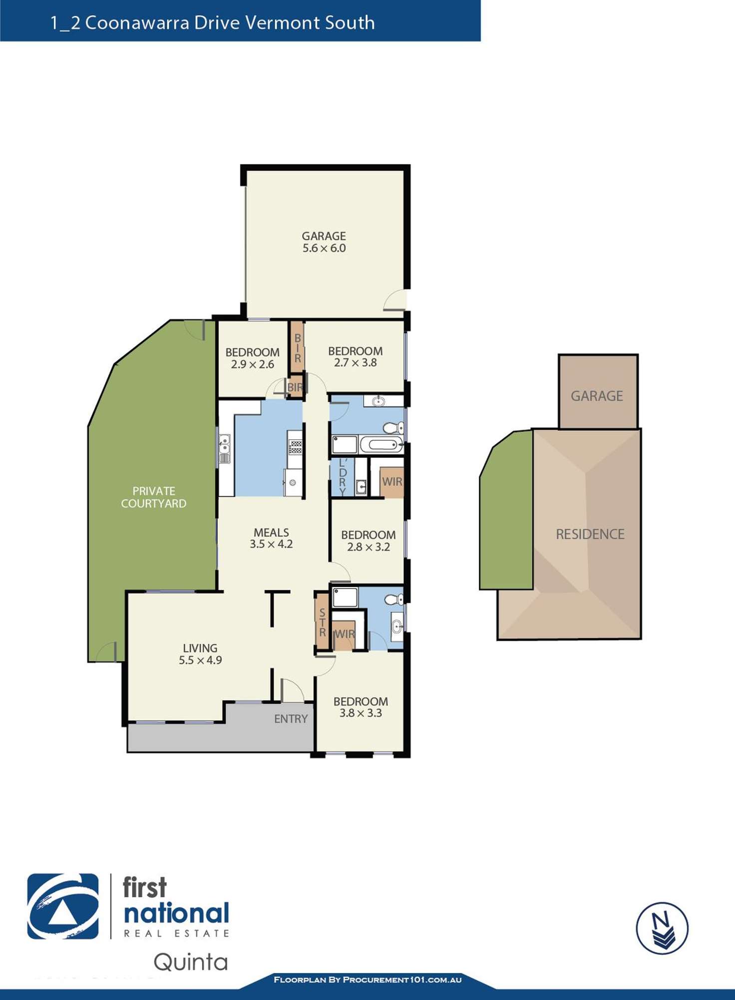 Floorplan of Homely unit listing, 1/2 Coonawarra Drive, Vermont South VIC 3133