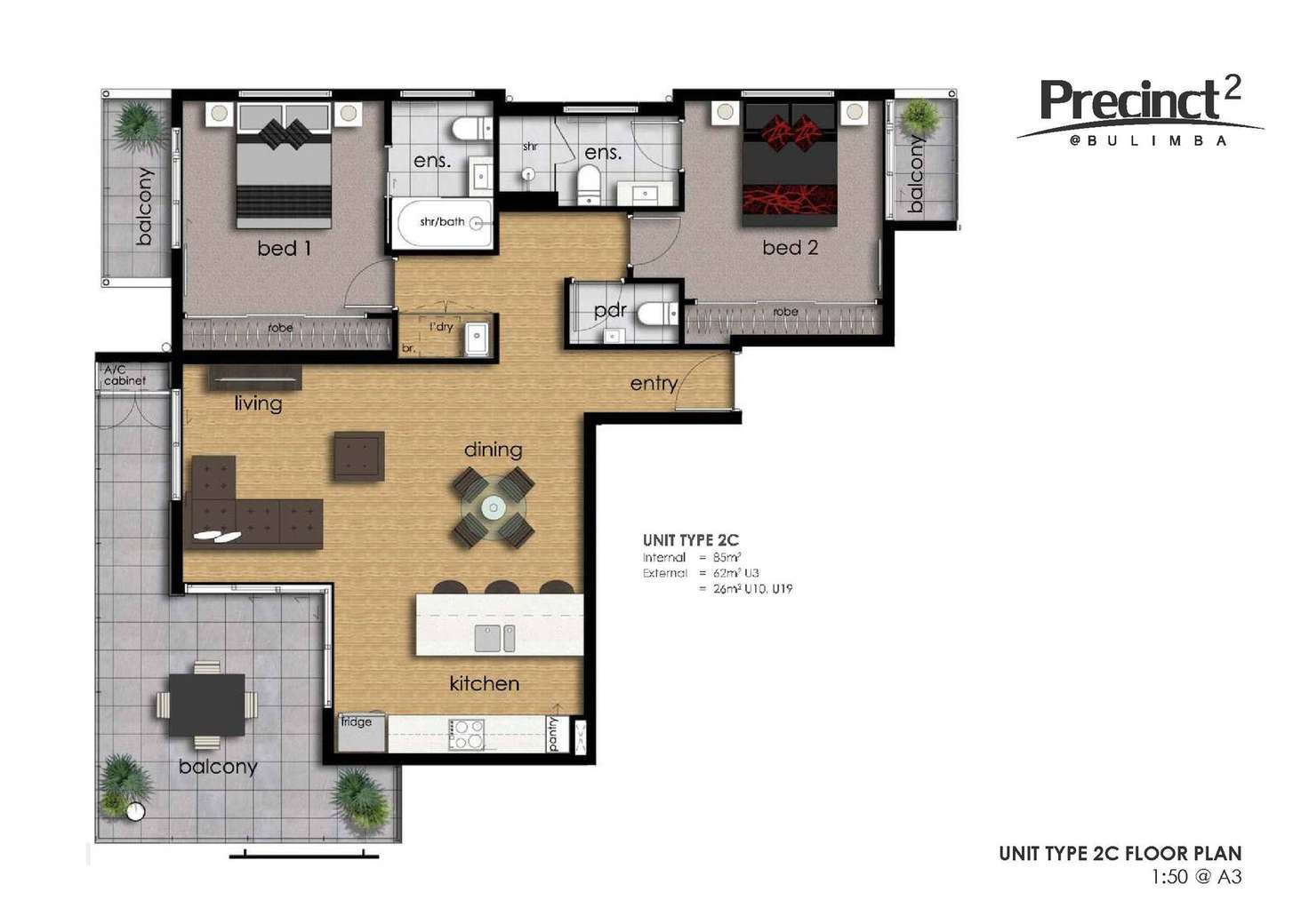 Floorplan of Homely apartment listing, 19/2 Barramul Street, Bulimba QLD 4171
