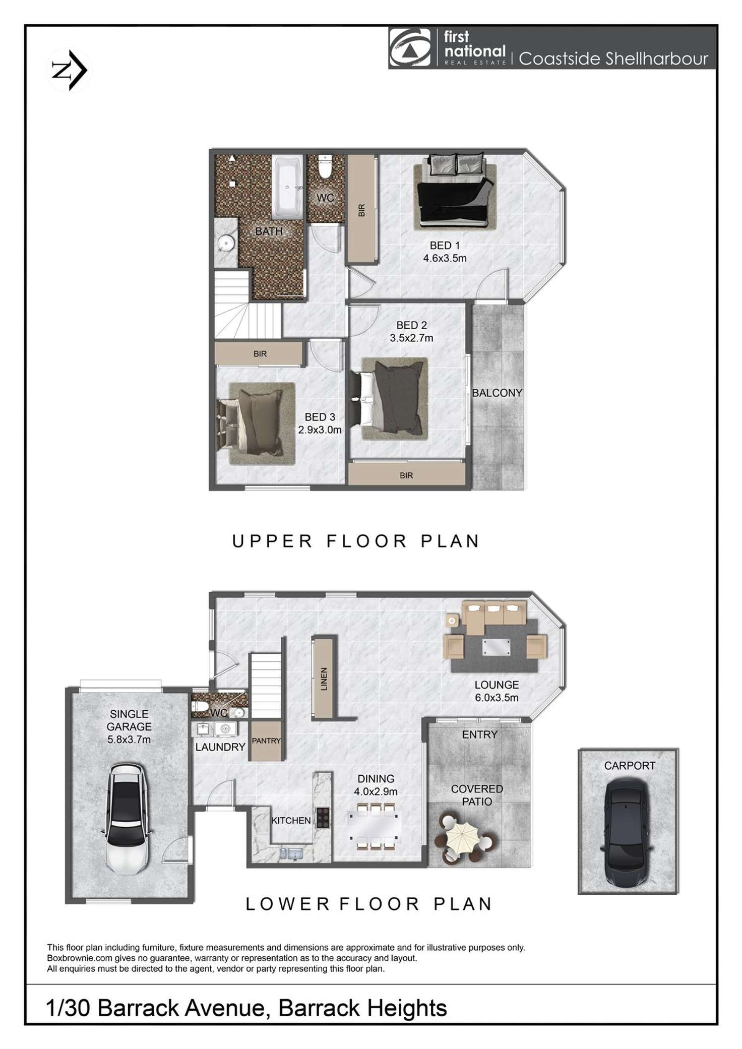 Floorplan of Homely townhouse listing, 1/30 Barrack Avenue, Barrack Heights NSW 2528