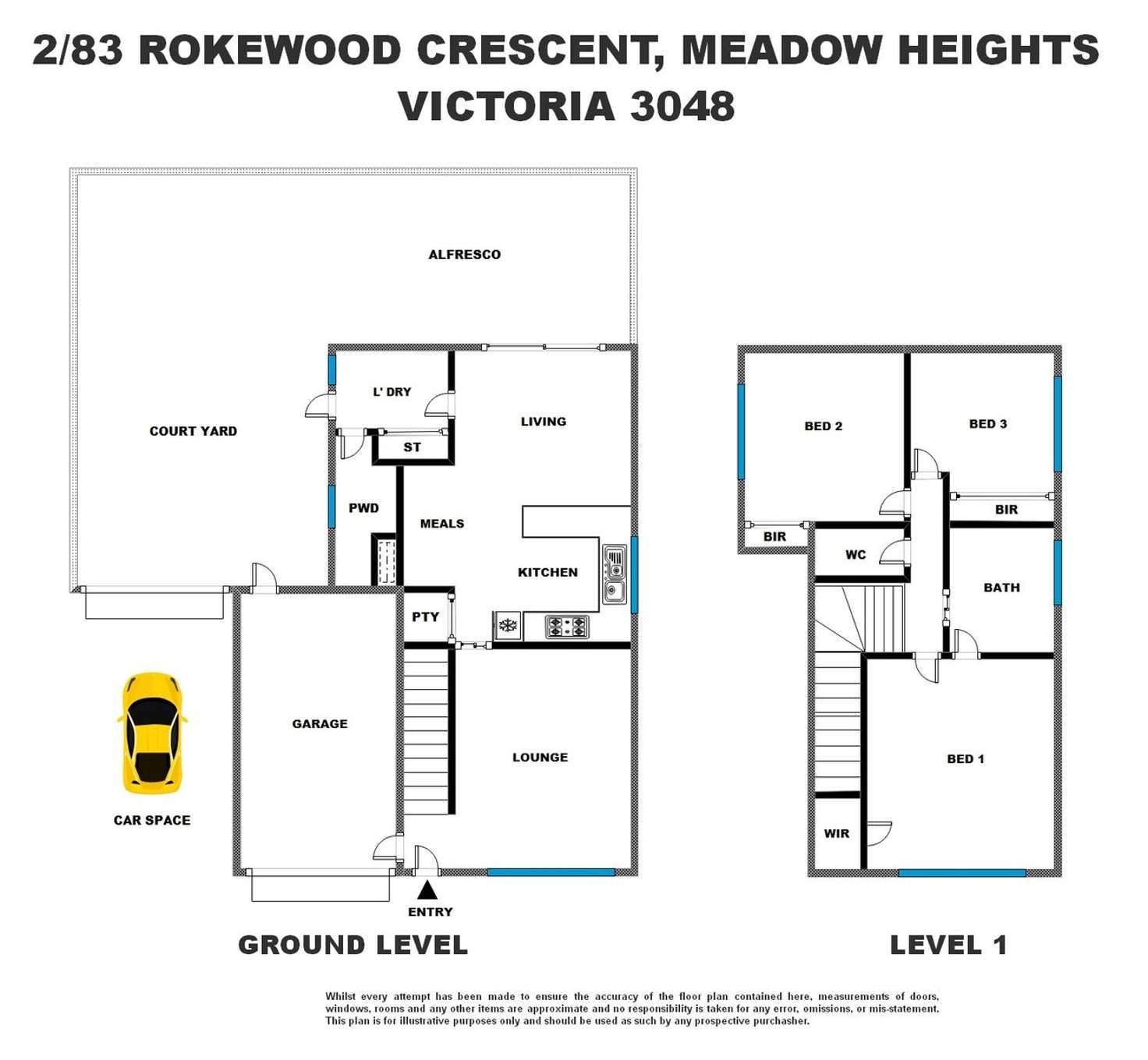 Floorplan of Homely townhouse listing, 2/83 Rokewood Crescent, Meadow Heights VIC 3048
