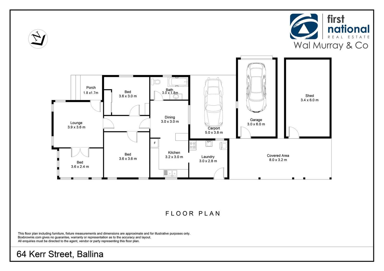 Floorplan of Homely house listing, 64 Kerr Street, Ballina NSW 2478