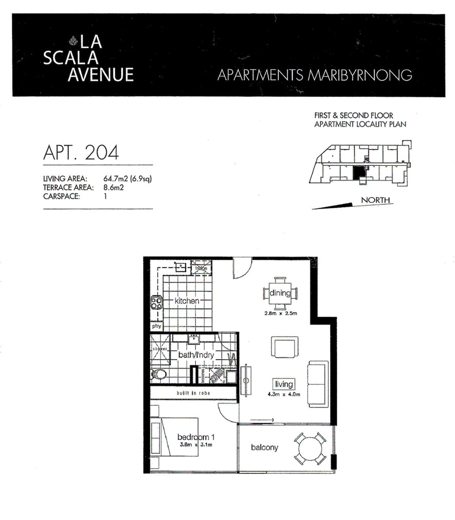 Floorplan of Homely apartment listing, 204/2 La Scala Avenue, Maribyrnong VIC 3032