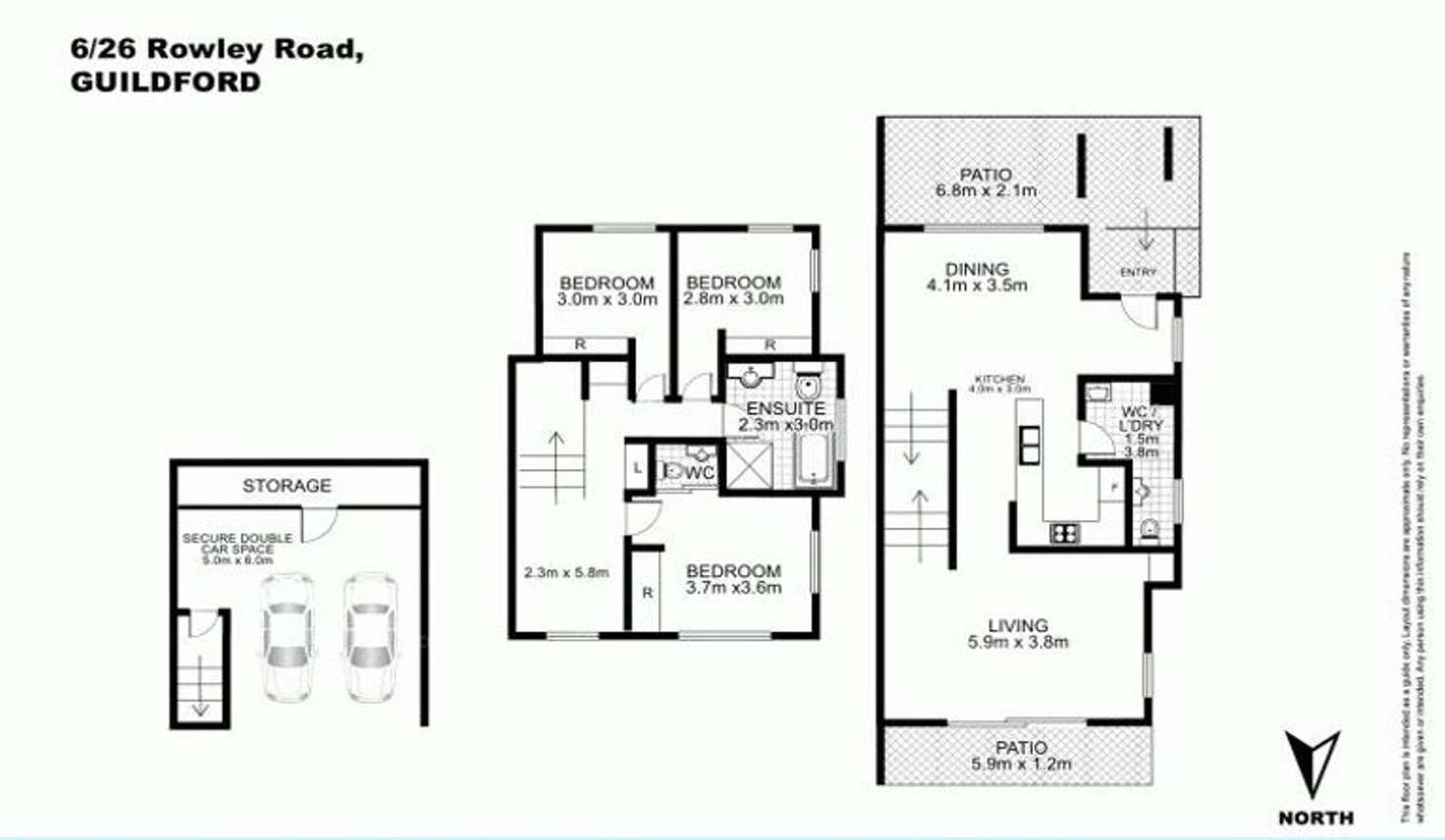 Floorplan of Homely townhouse listing, 6/26 Rowley Road, Guildford NSW 2161