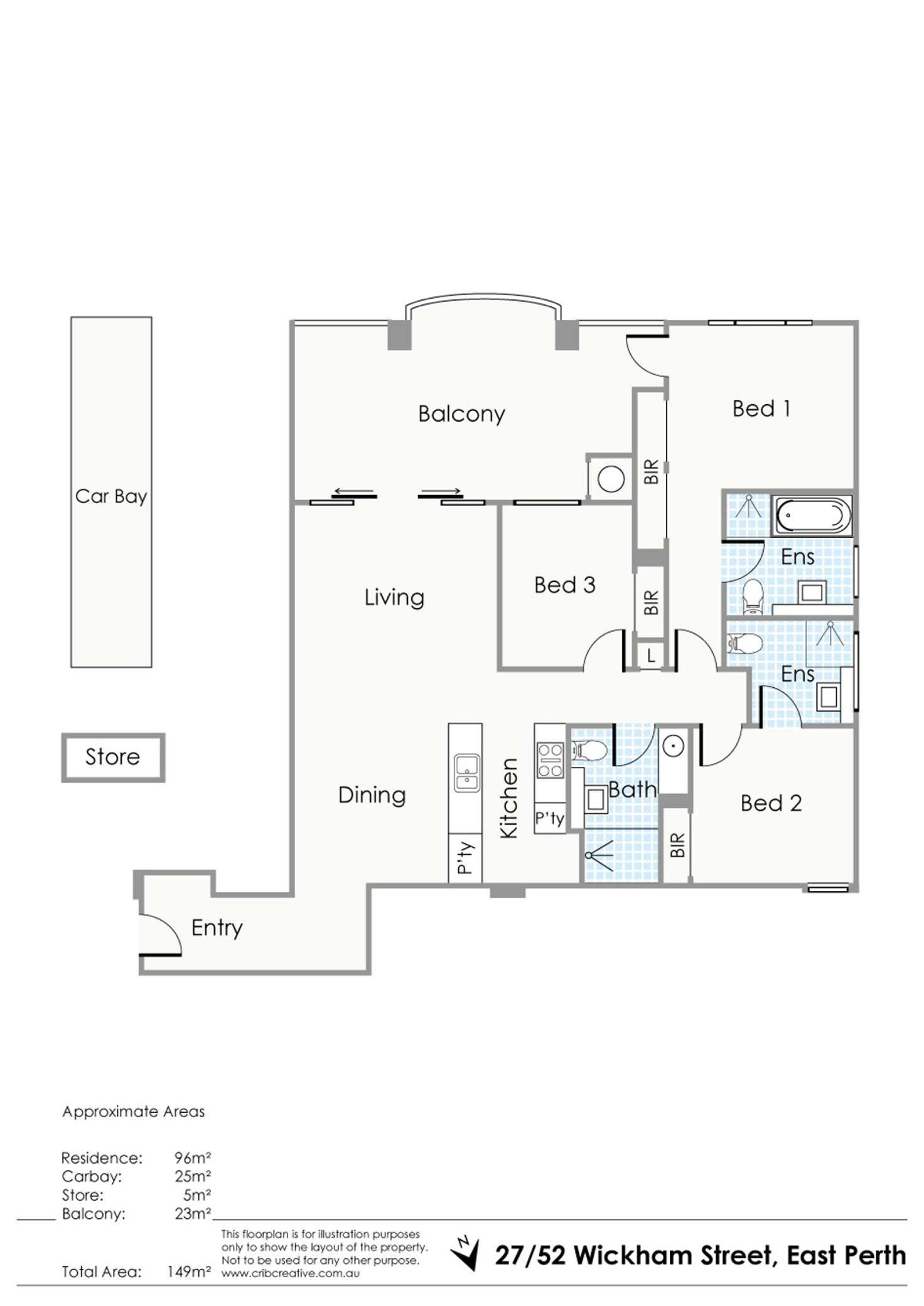 Floorplan of Homely apartment listing, 27/52 Wickham Street, East Perth WA 6004