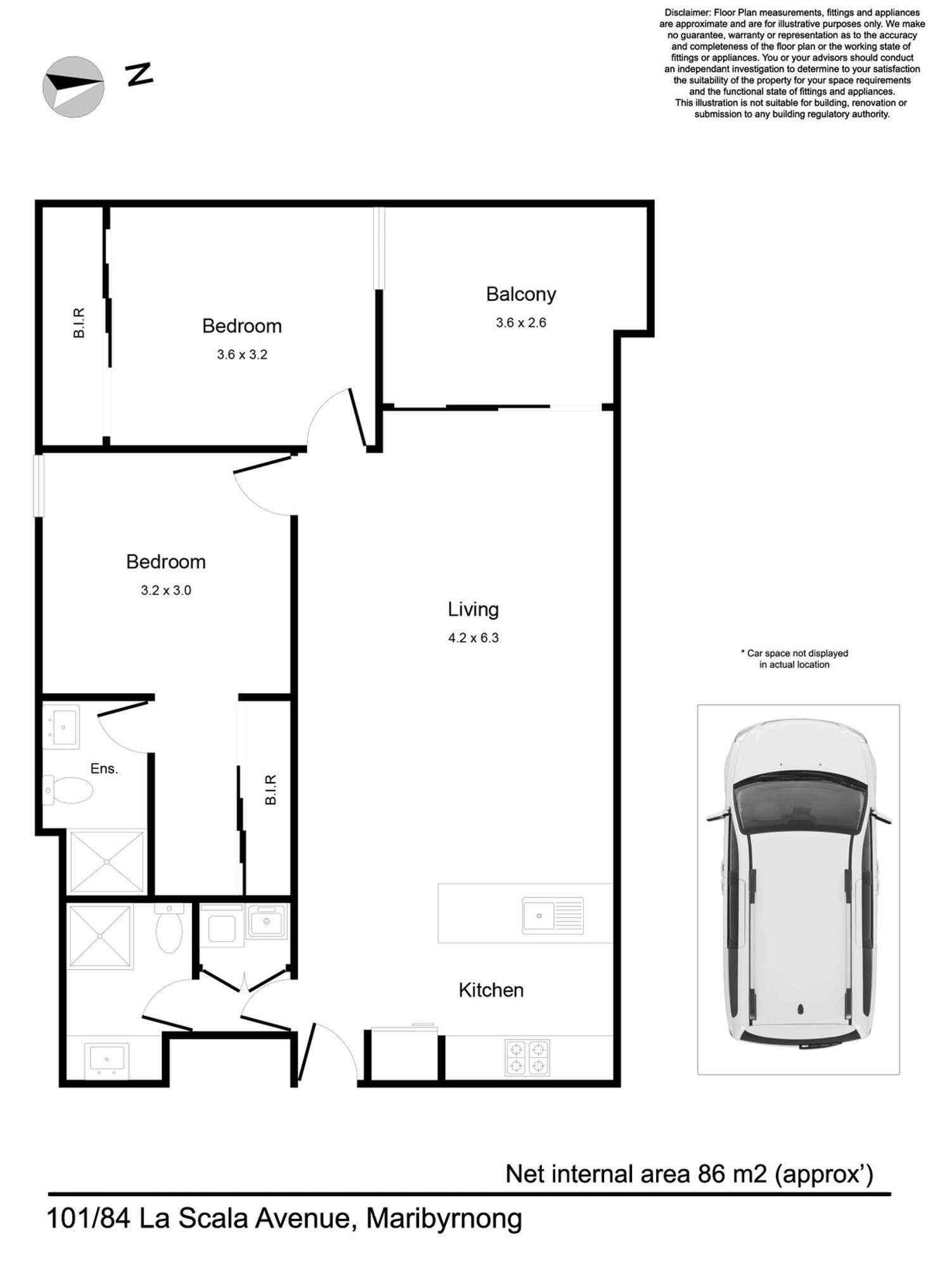 Floorplan of Homely apartment listing, 101/84 La Scala Avenue, Maribyrnong VIC 3032