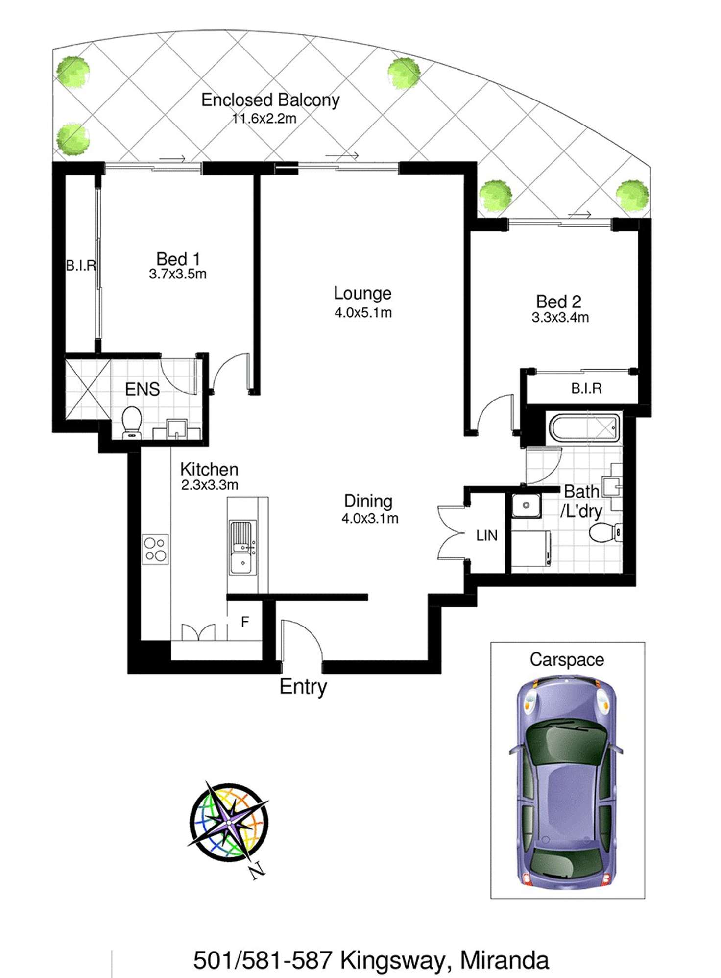 Floorplan of Homely unit listing, 501/581 Kingsway, Miranda NSW 2228