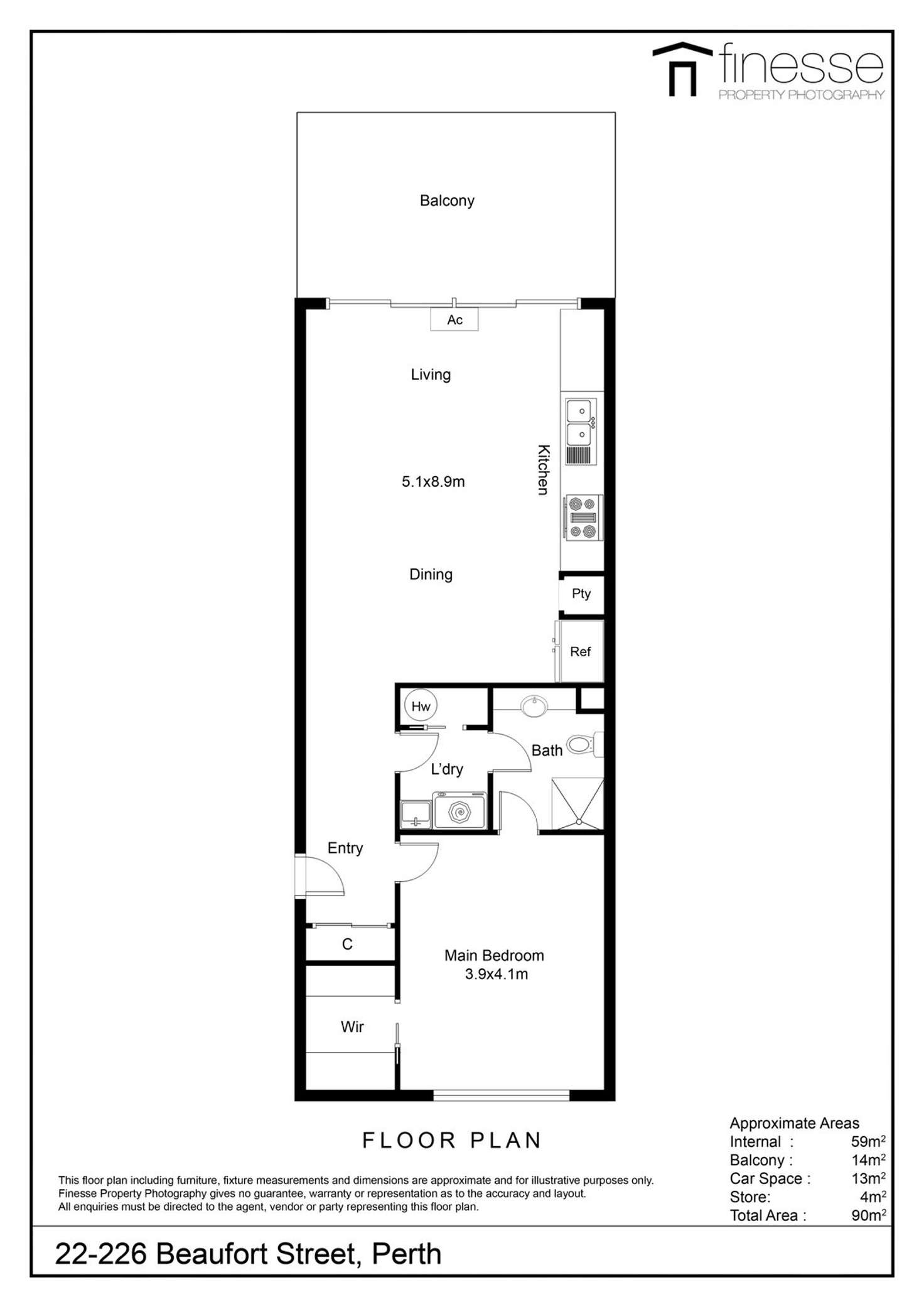 Floorplan of Homely apartment listing, 22/226 Beaufort Street, Perth WA 6000