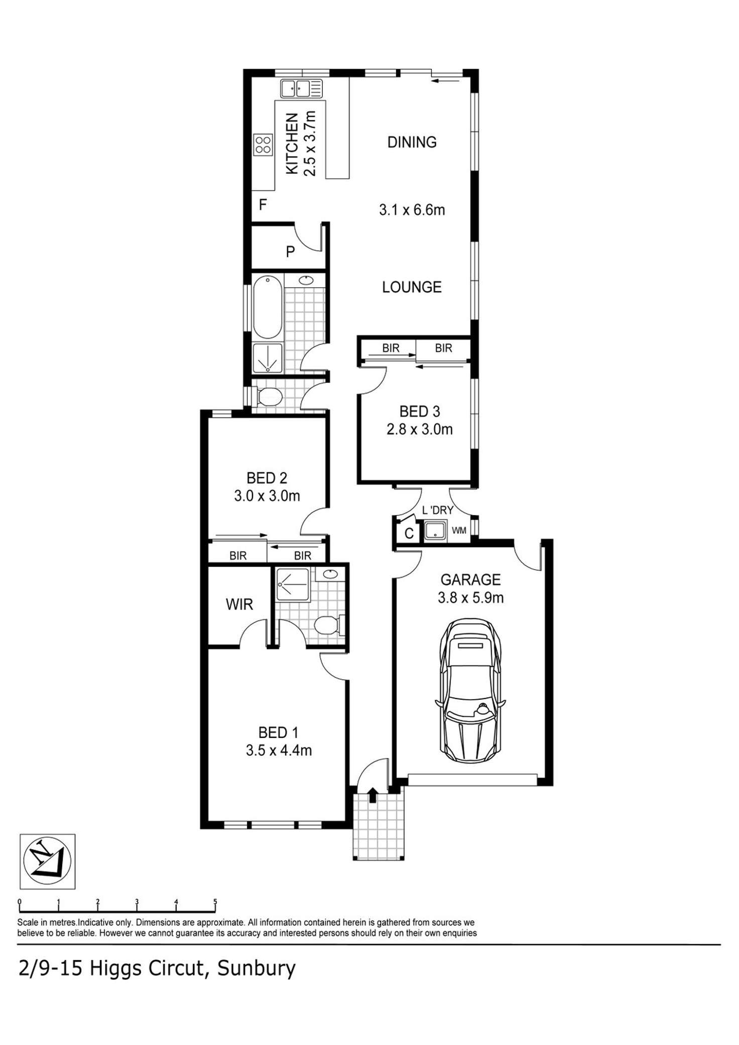 Floorplan of Homely villa listing, 2/9-15 Higgs Circuit, Sunbury VIC 3429