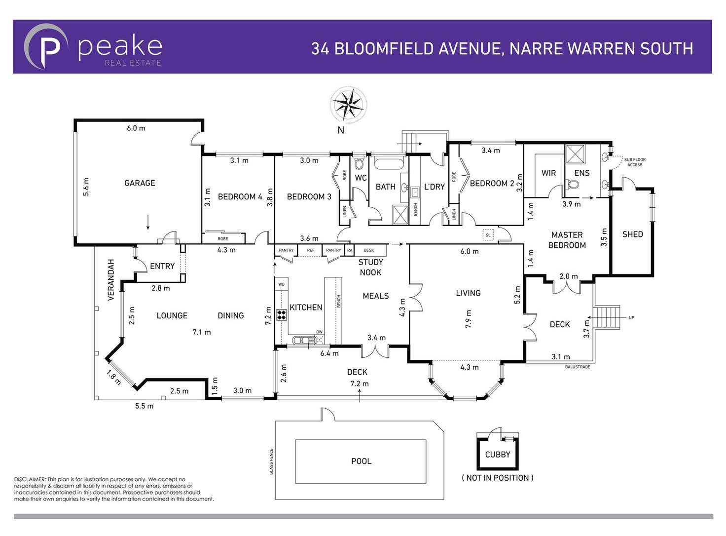 Floorplan of Homely house listing, 34 Bloomfield Avenue, Narre Warren South VIC 3805