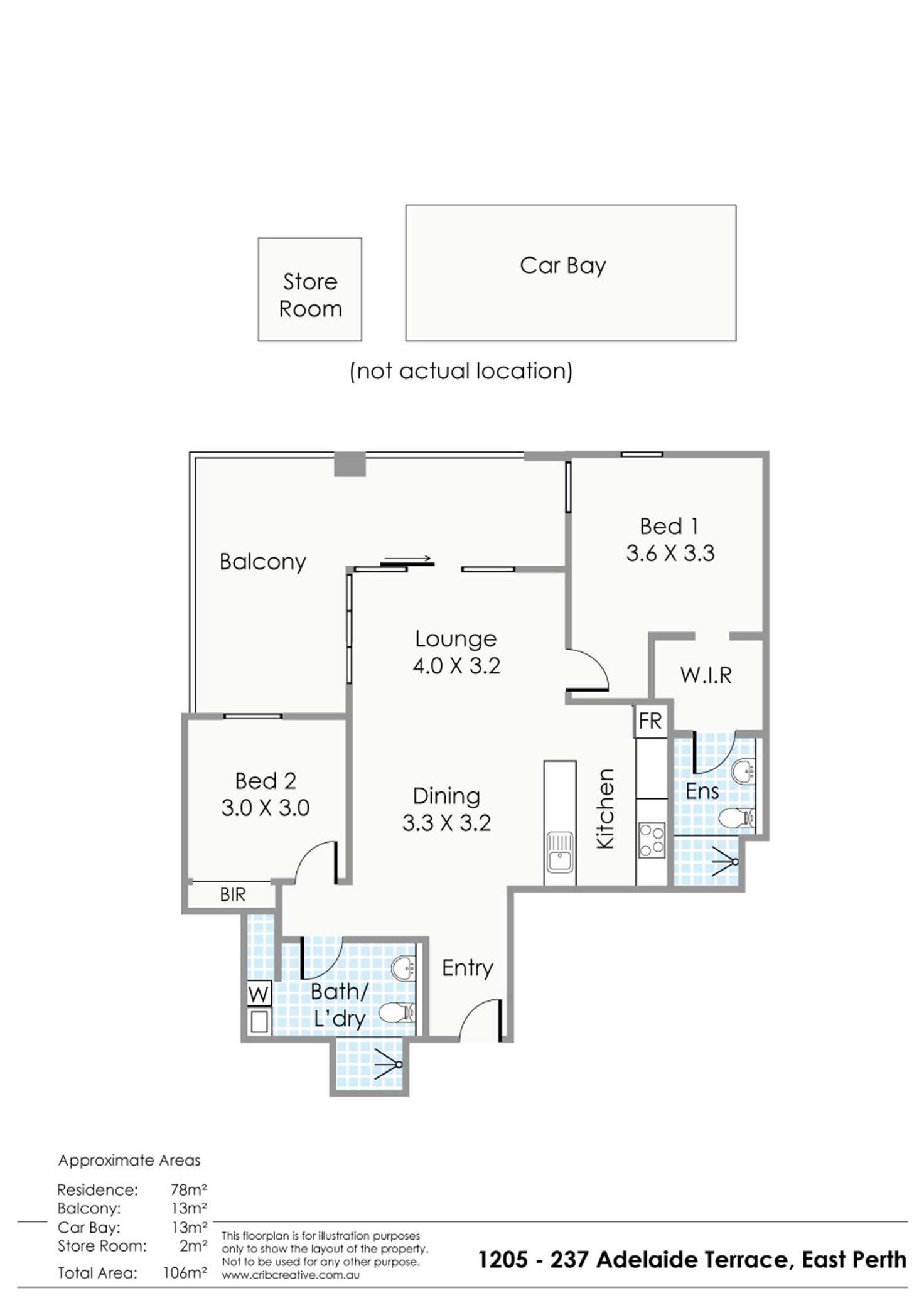 Floorplan of Homely apartment listing, 1205/237 Adelaide Terrace, Perth WA 6000