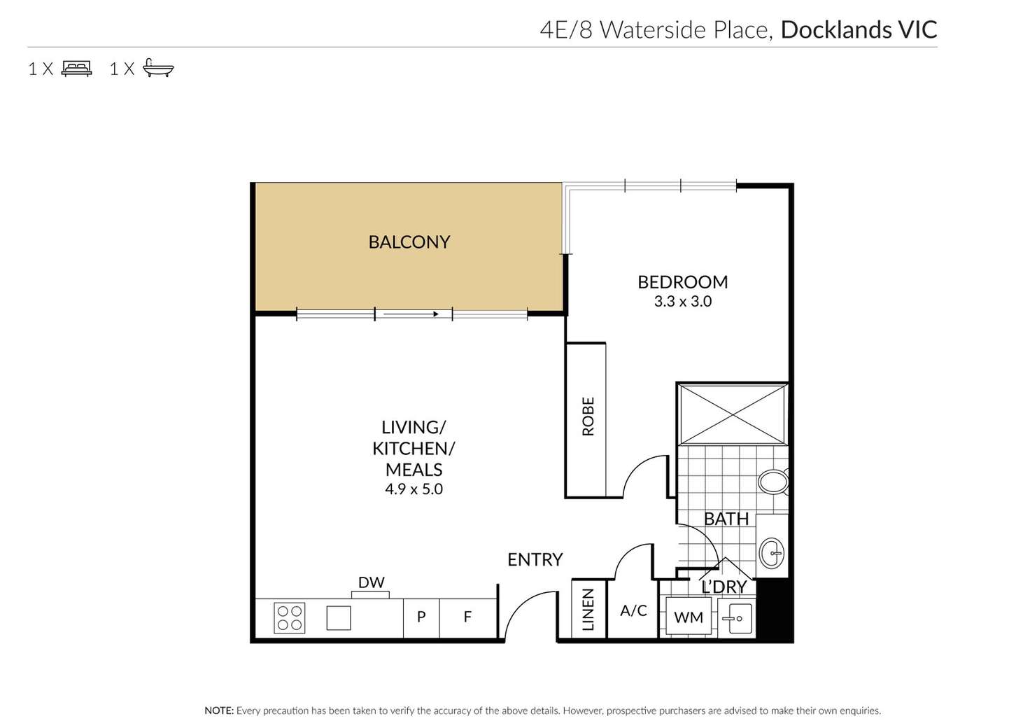 Floorplan of Homely apartment listing, 4E/8 Waterside Place, Docklands VIC 3008