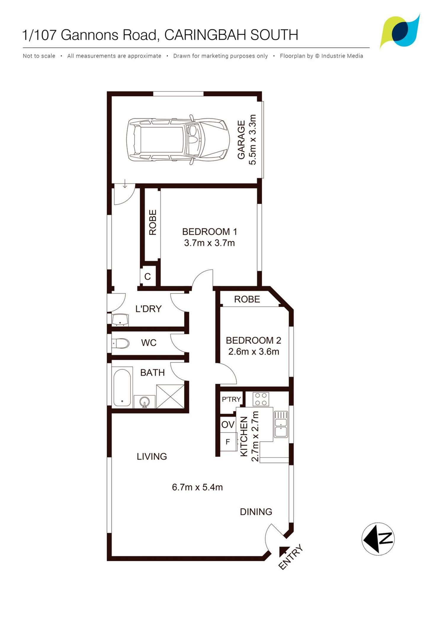 Floorplan of Homely villa listing, 1/107 Gannons Road, Caringbah South NSW 2229