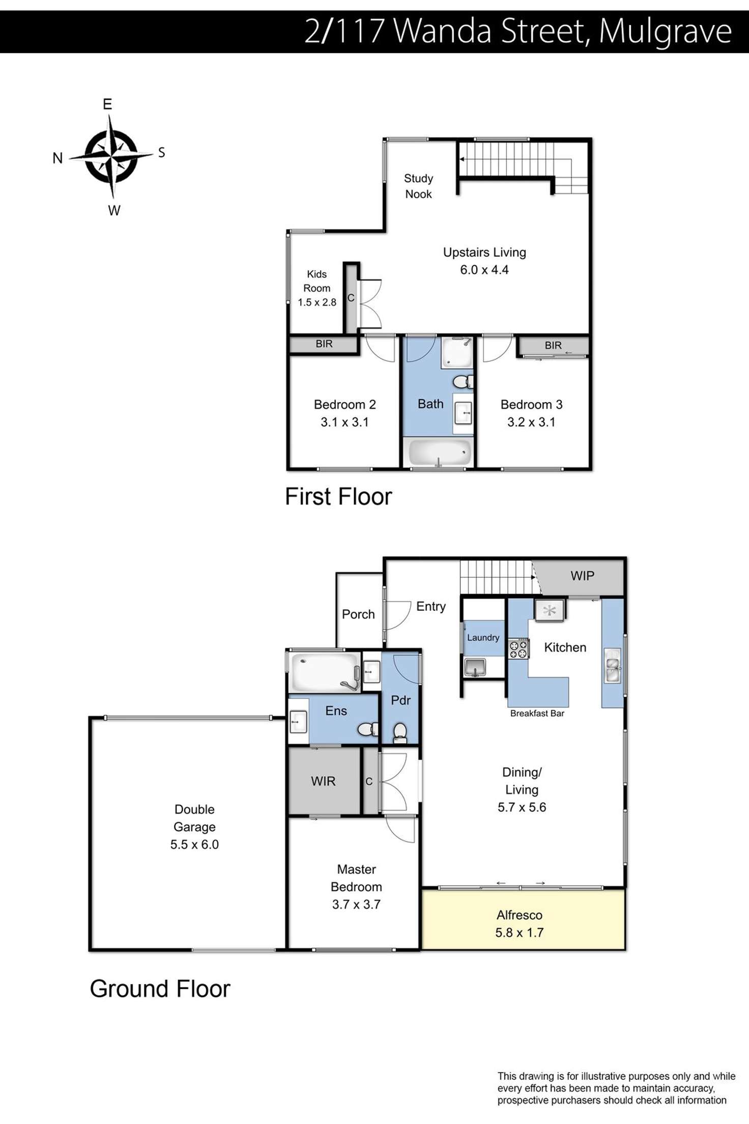 Floorplan of Homely townhouse listing, 2/117 Wanda Street, Mulgrave VIC 3170