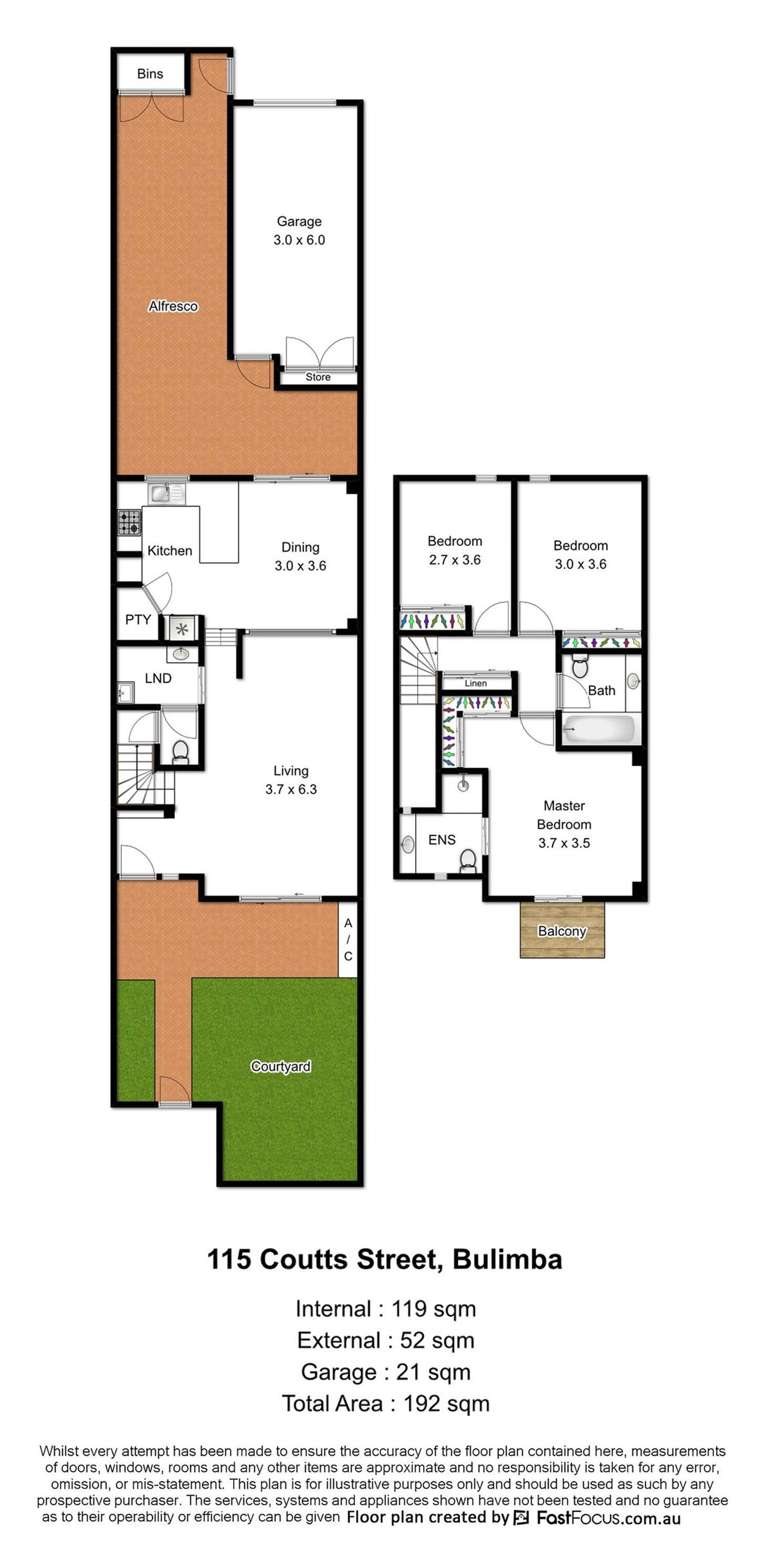 Floorplan of Homely townhouse listing, 115 Coutts Street, Bulimba QLD 4171