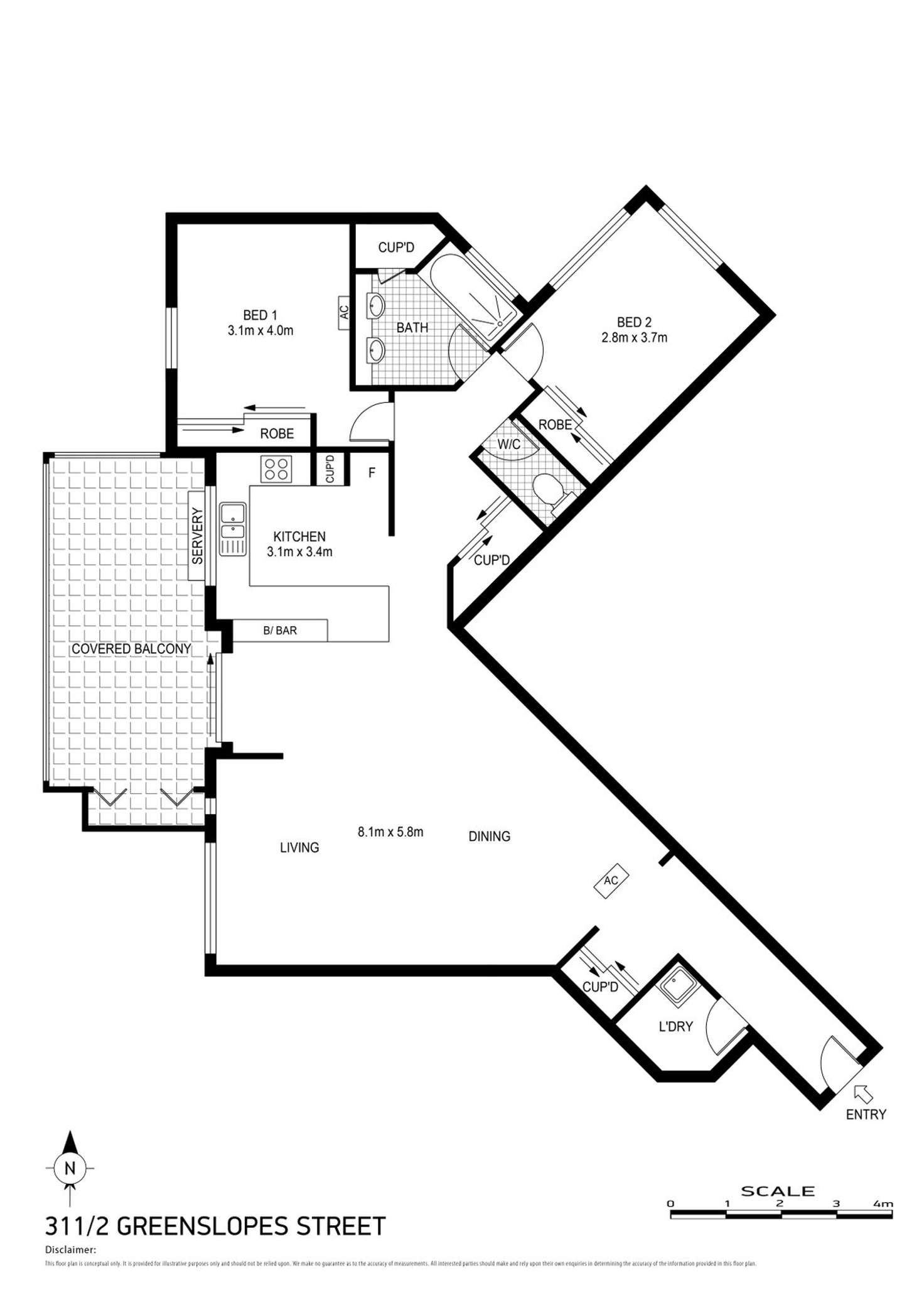 Floorplan of Homely apartment listing, 311/2 Greenslopes Street, Cairns North QLD 4870