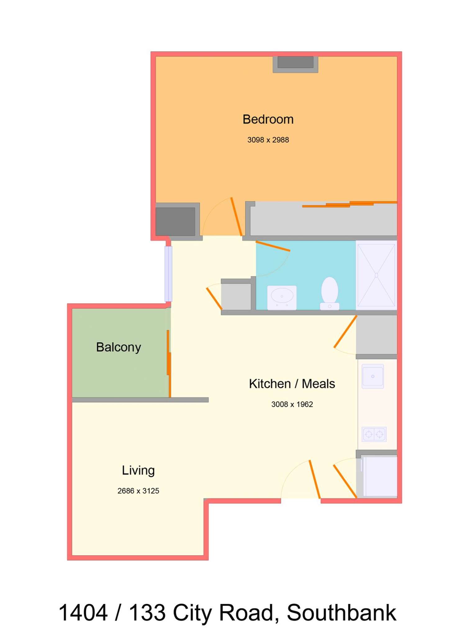 Floorplan of Homely apartment listing, 1504/133 City Road, Southbank VIC 3006