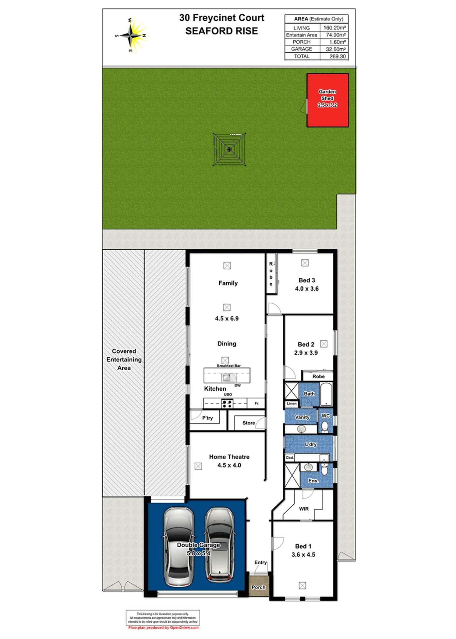 Floorplan of Homely house listing, 30 Freycinet Court, Seaford Rise SA 5169