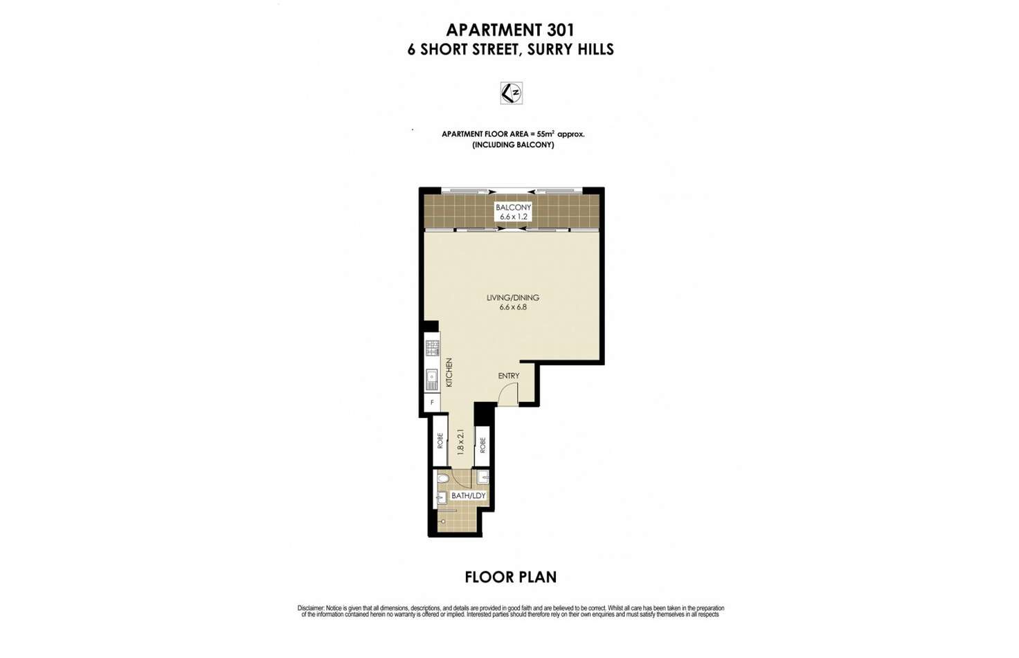 Floorplan of Homely apartment listing, 301/6 Short Street, Surry Hills NSW 2010