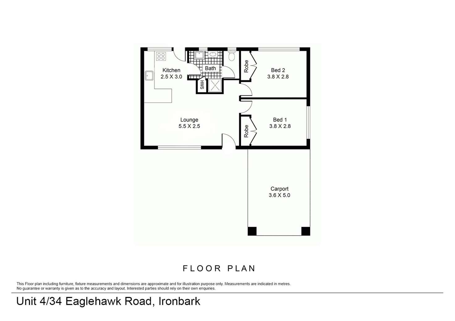 Floorplan of Homely unit listing, 4/34 Eaglehawk Road, Ironbark VIC 3550