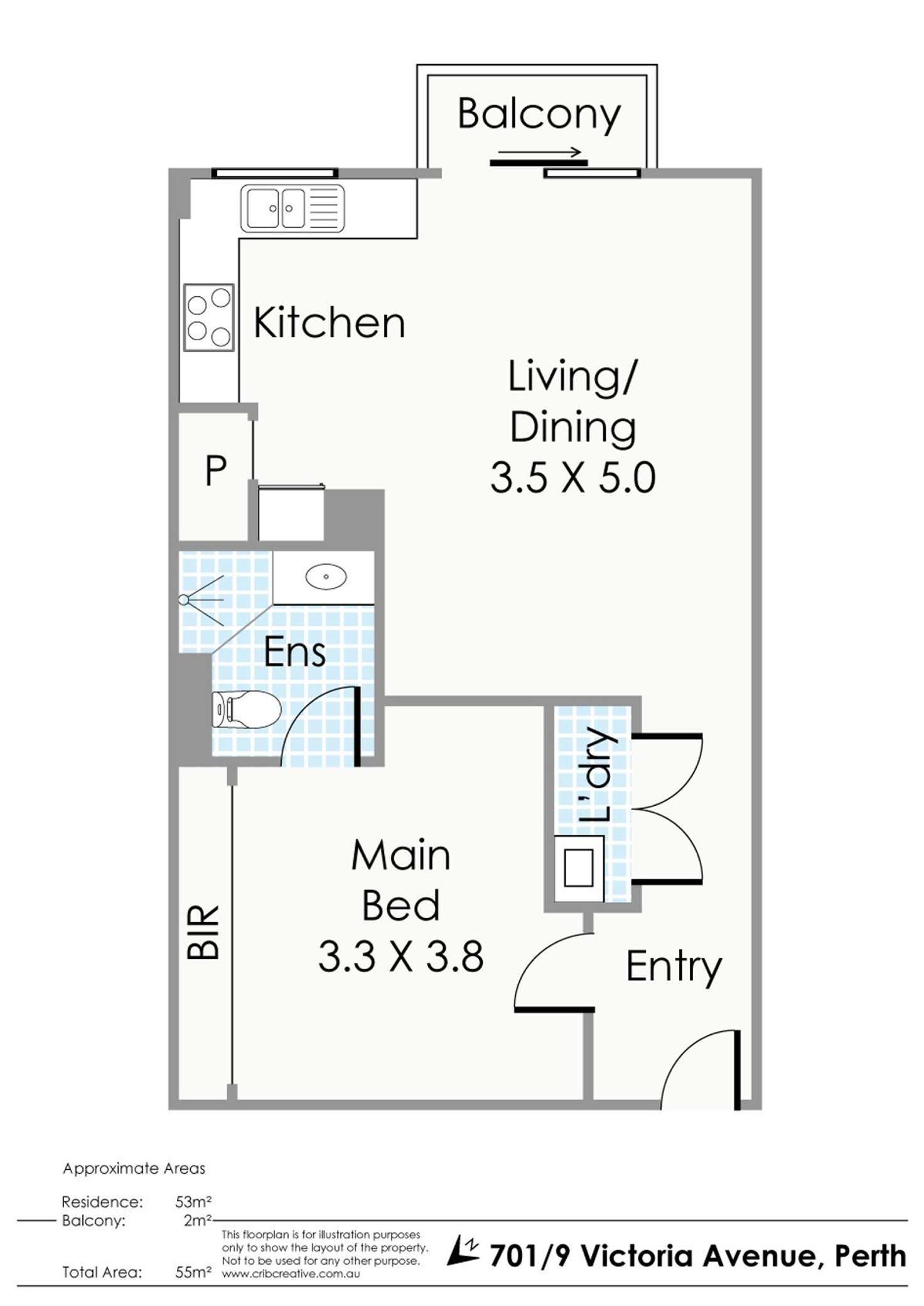 Floorplan of Homely apartment listing, V701/9 Victoria Avenue, Perth WA 6000