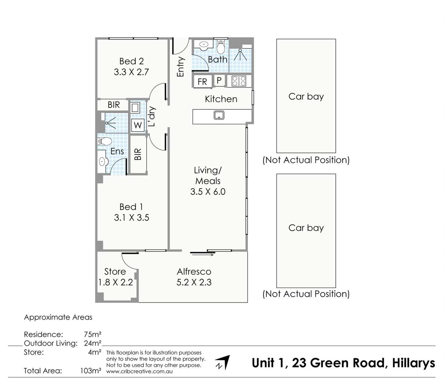 Floorplan of Homely apartment listing, 1/23 Green Road, Hillarys WA 6025