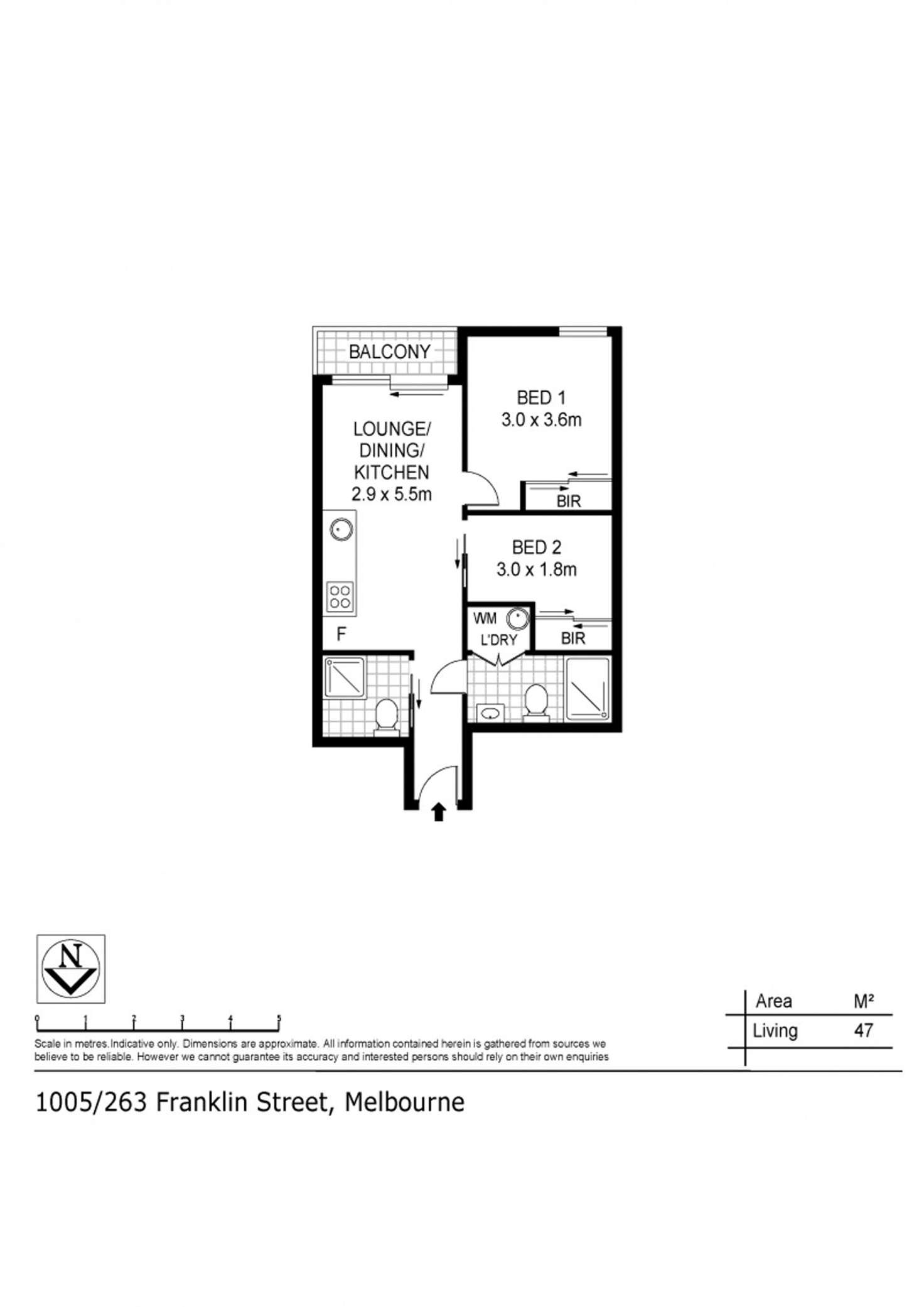 Floorplan of Homely apartment listing, 1005/263 Franklin Street, Melbourne VIC 3000