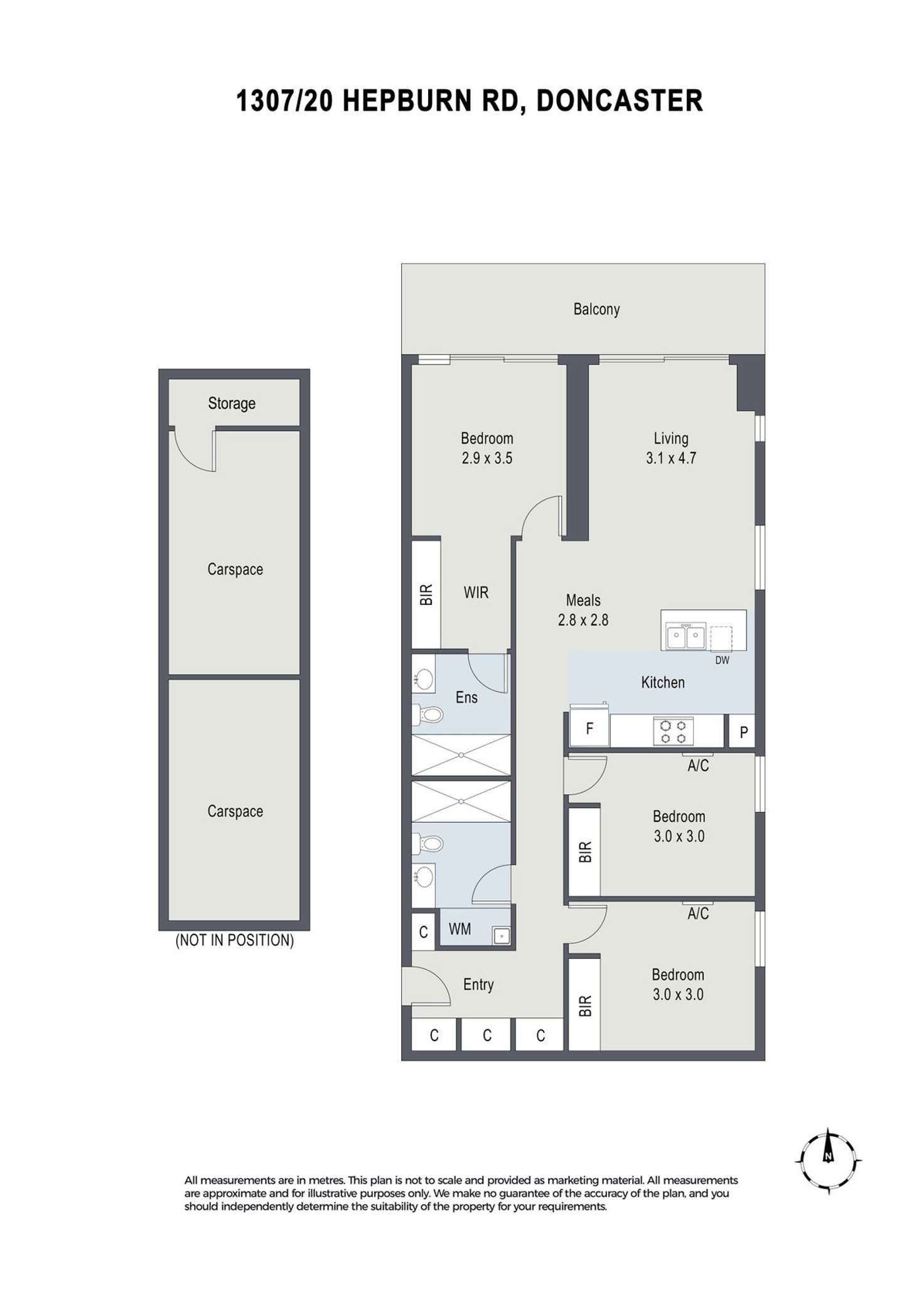 Floorplan of Homely apartment listing, 1307/20 Hepburn Road, Doncaster VIC 3108