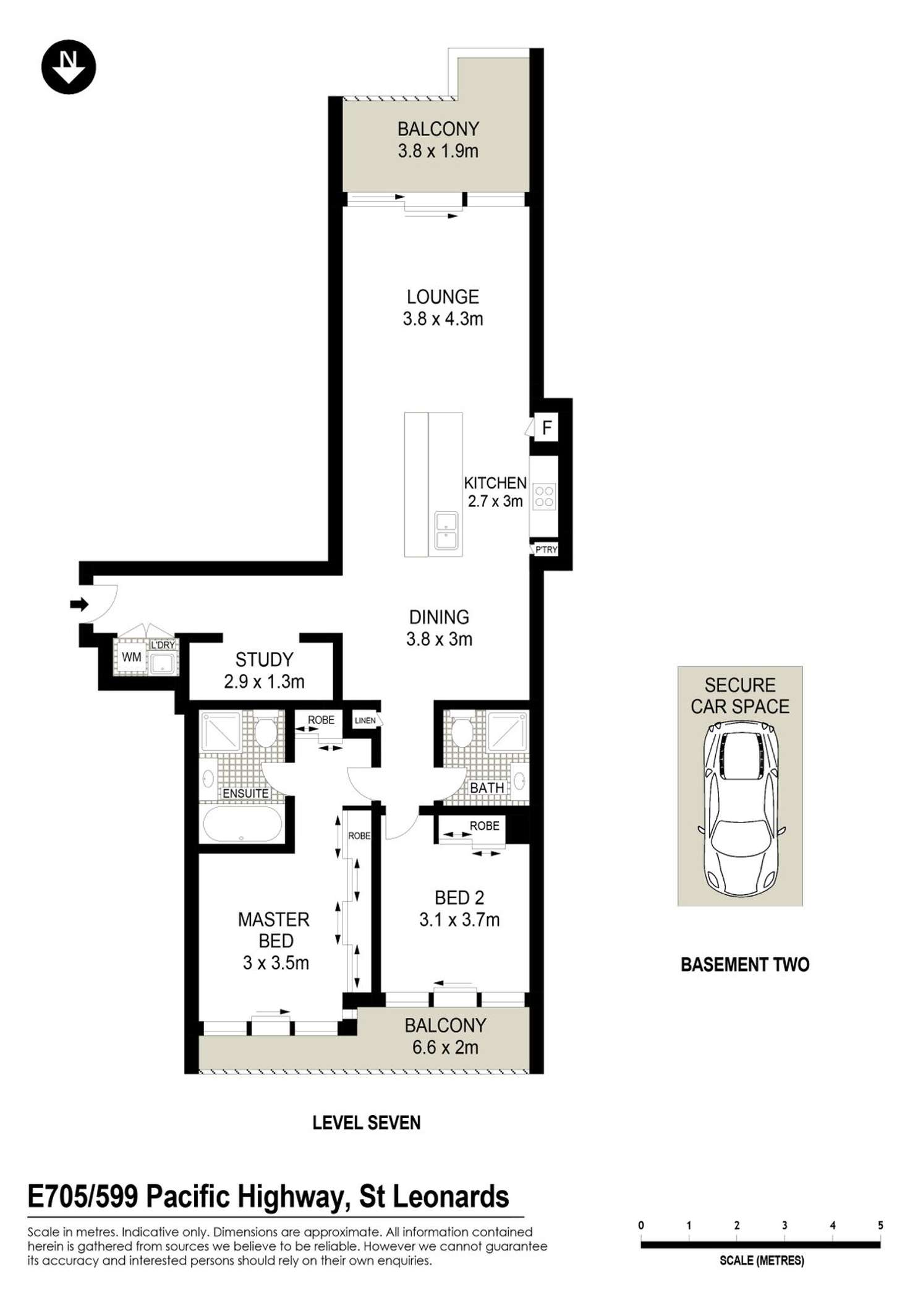 Floorplan of Homely apartment listing, E705/599 Pacific Highway, St Leonards NSW 2065
