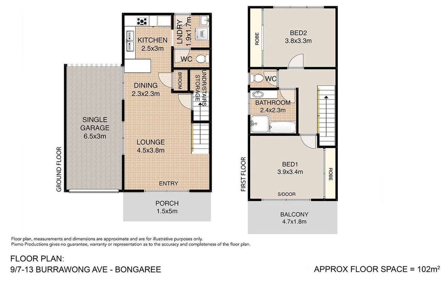 Floorplan of Homely unit listing, 9/13 Burrawong Avenue, Bongaree QLD 4507