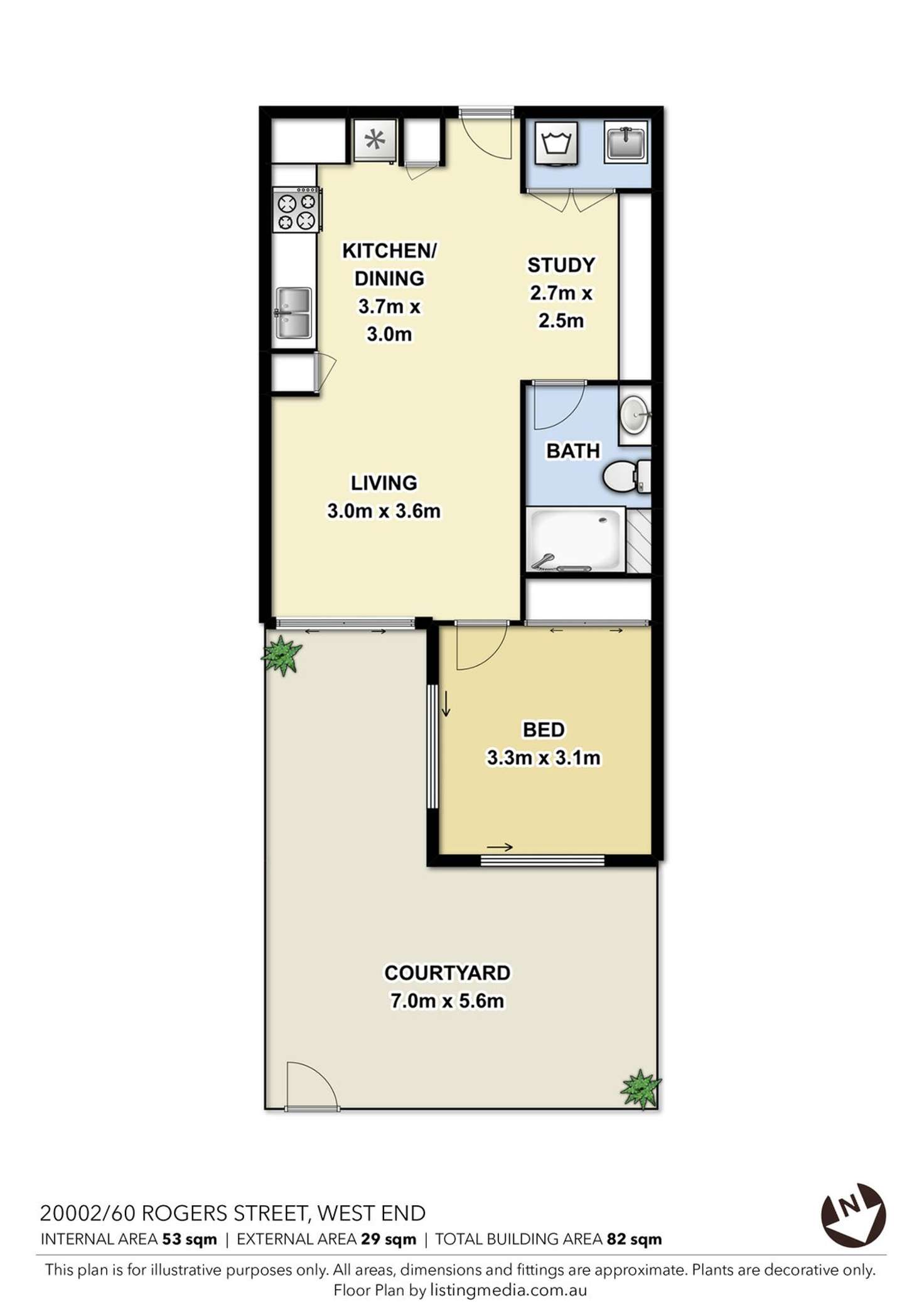 Floorplan of Homely apartment listing, 20002/60 Rogers Street, West End QLD 4101