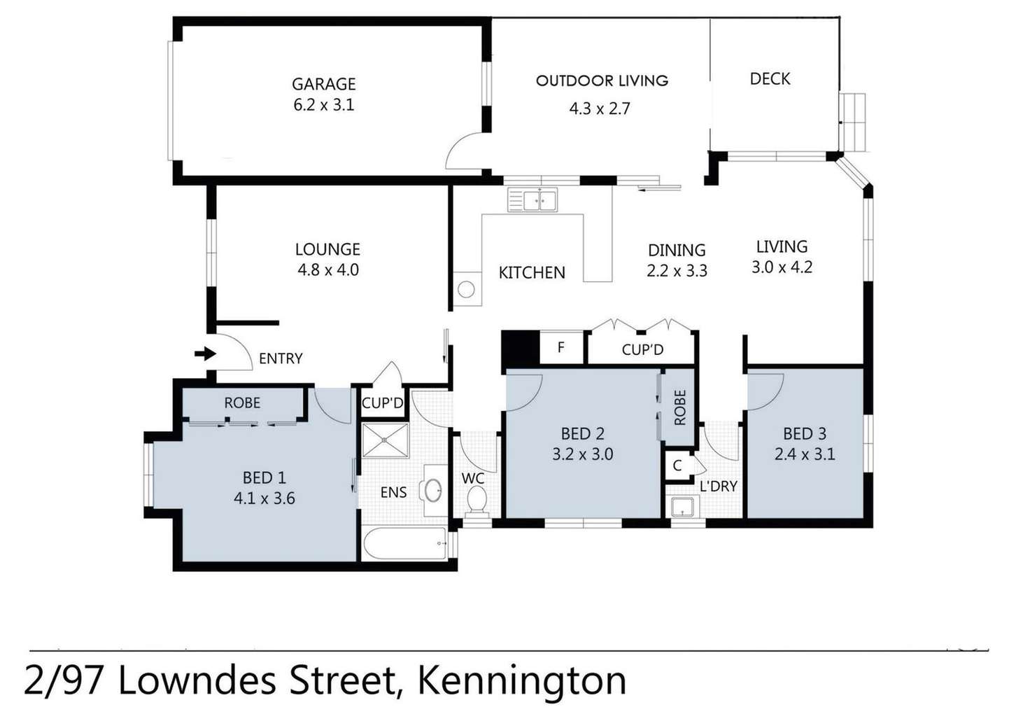 Floorplan of Homely house listing, 2/97 Lowndes Street, Kennington VIC 3550