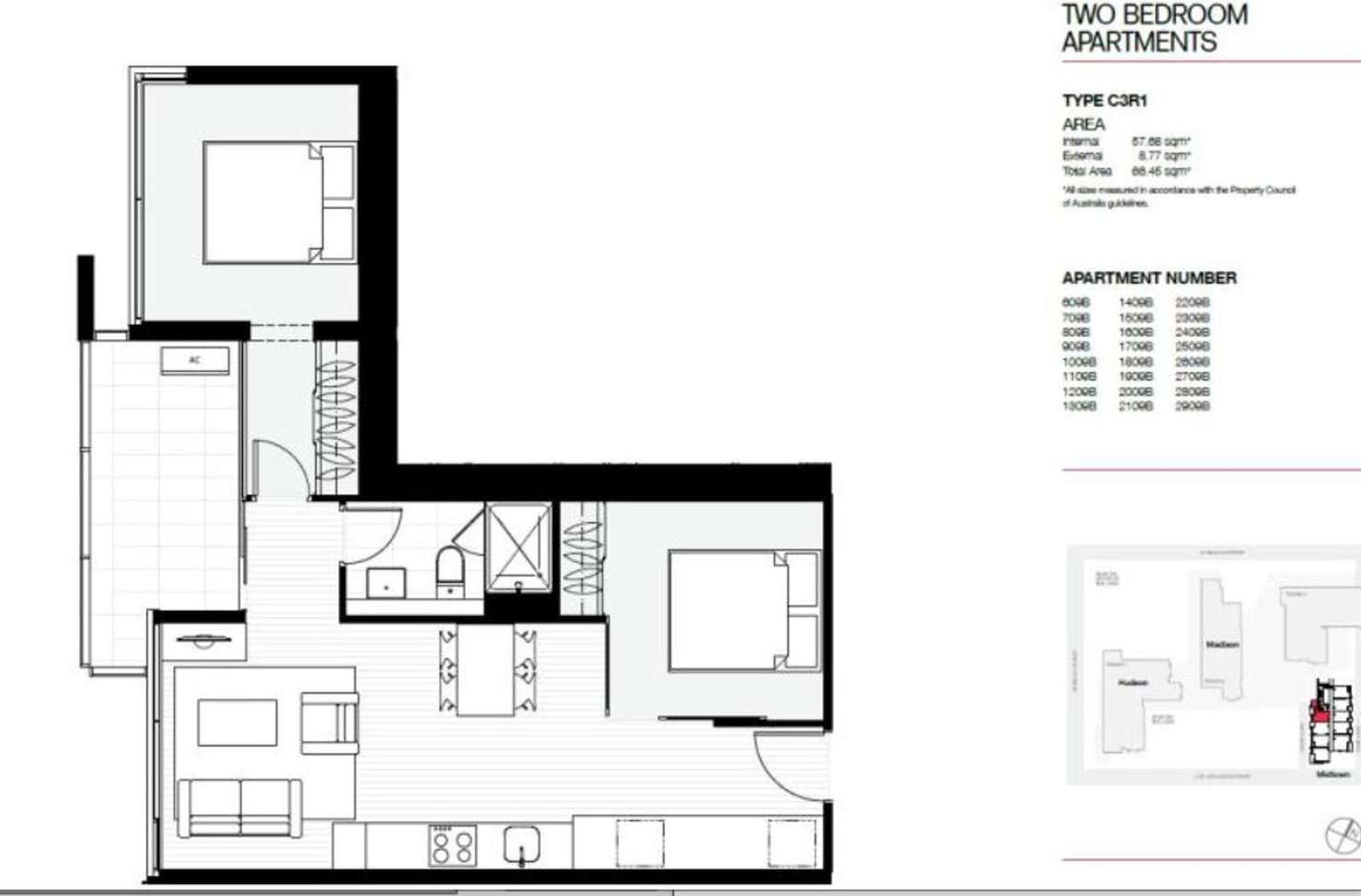 Floorplan of Homely apartment listing, 1909B/11 Rose Lane, Melbourne VIC 3000