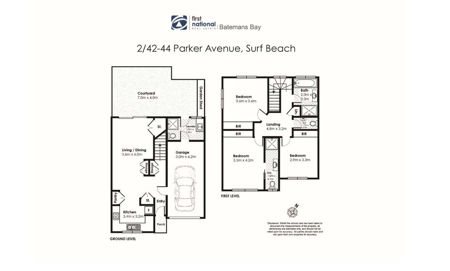 Floorplan of Homely townhouse listing, 2/42-44 Parker Avenue, Surf Beach NSW 2536