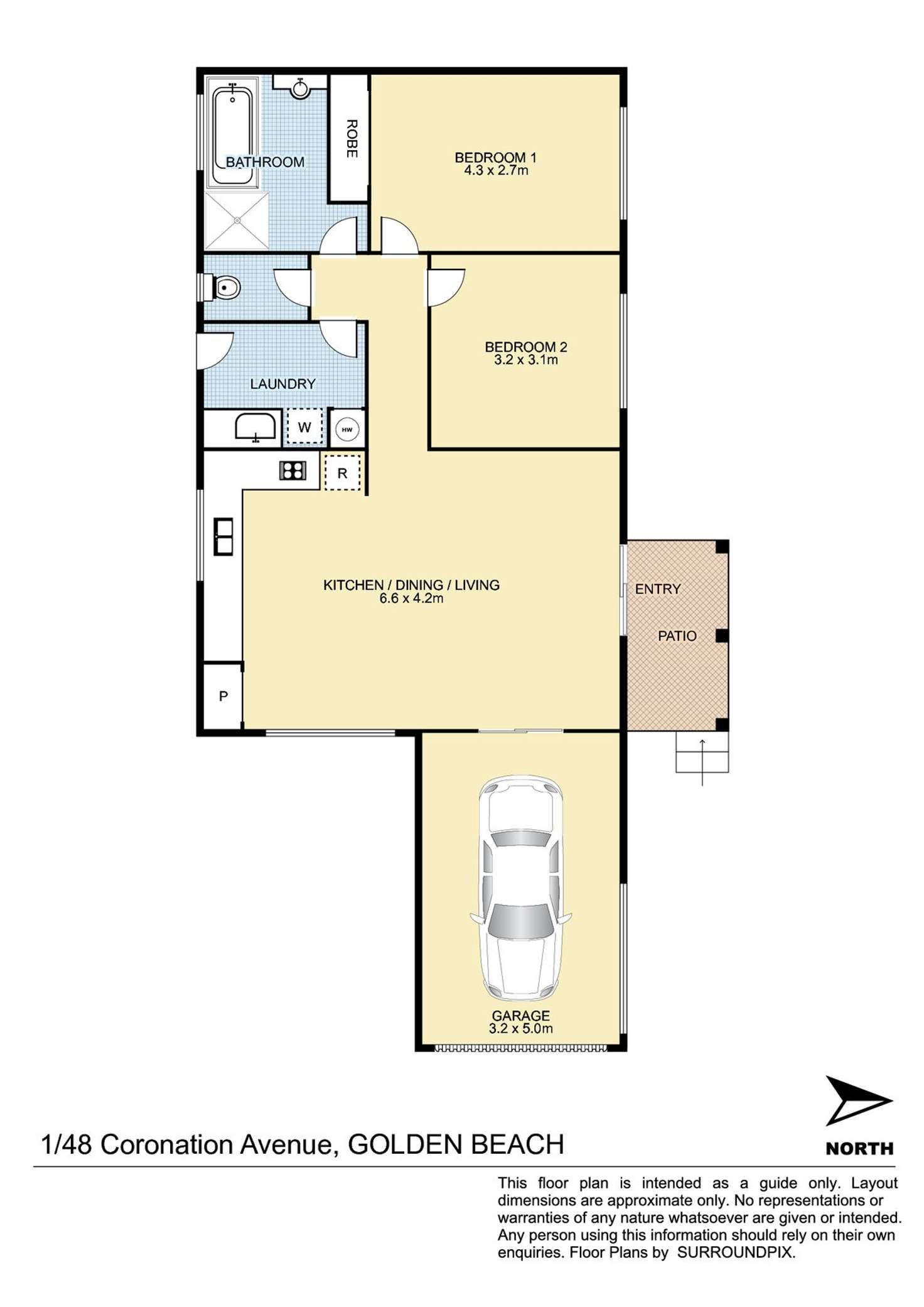 Floorplan of Homely semiDetached listing, 1/48 Coronation Avenue, Golden Beach QLD 4551